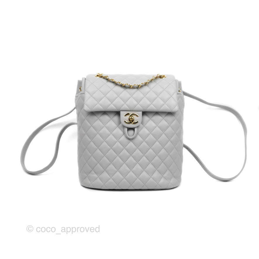 Chanel Large Quilted Urban Spirit Backpack Grey Gold Hardware
