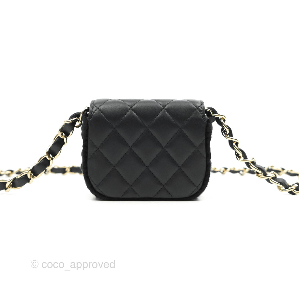 Chanel Mini Bag Black Lambskin Crochet Gold Hardware 22C