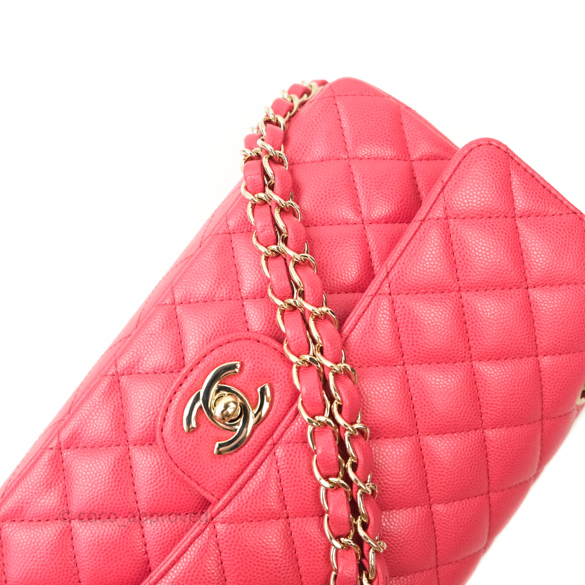 Chanel Classic M/L Medium Double Flap Bag Pink Caviar Gold Hardware 19 –  Coco Approved Studio