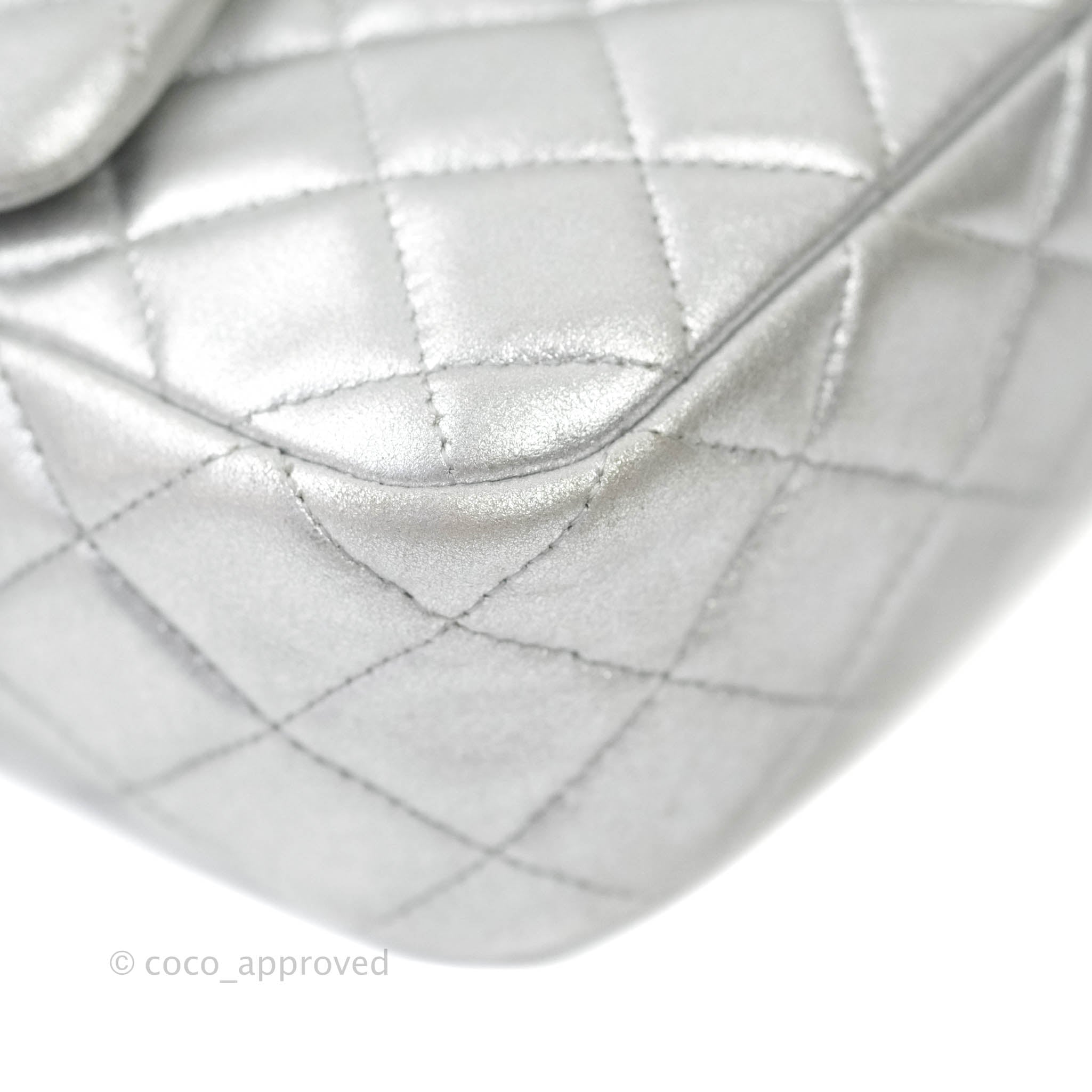 Chanel Pewter Metallic Quilted Calfskin Drawstring Mini Backpack Ruthenium Hardware, 2015-2016 (Like New)