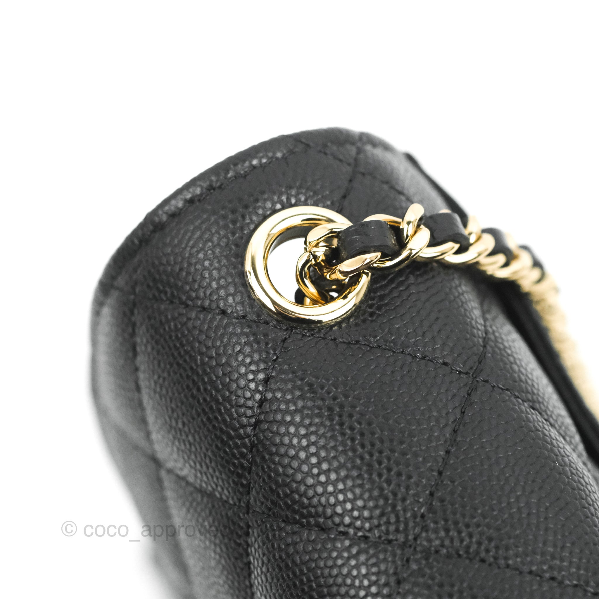 CHANEL Caviar Quilted Bow Phone Holder Black 1291869