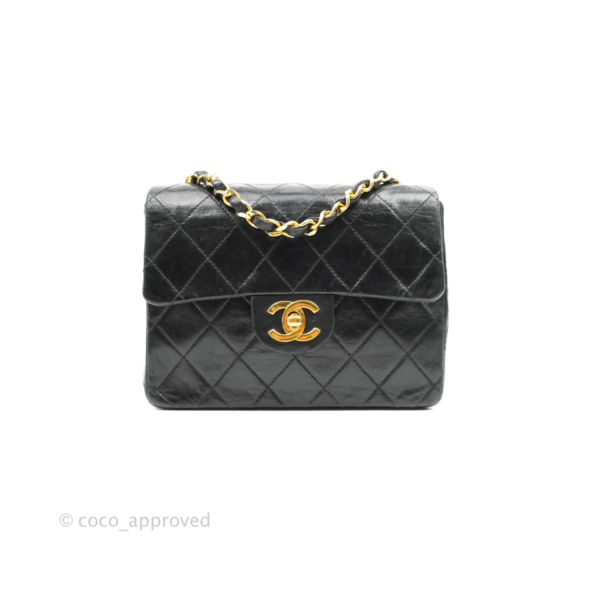Chanel Mini Vintage Dark Beige Caramel Square 24k Gold, Women's