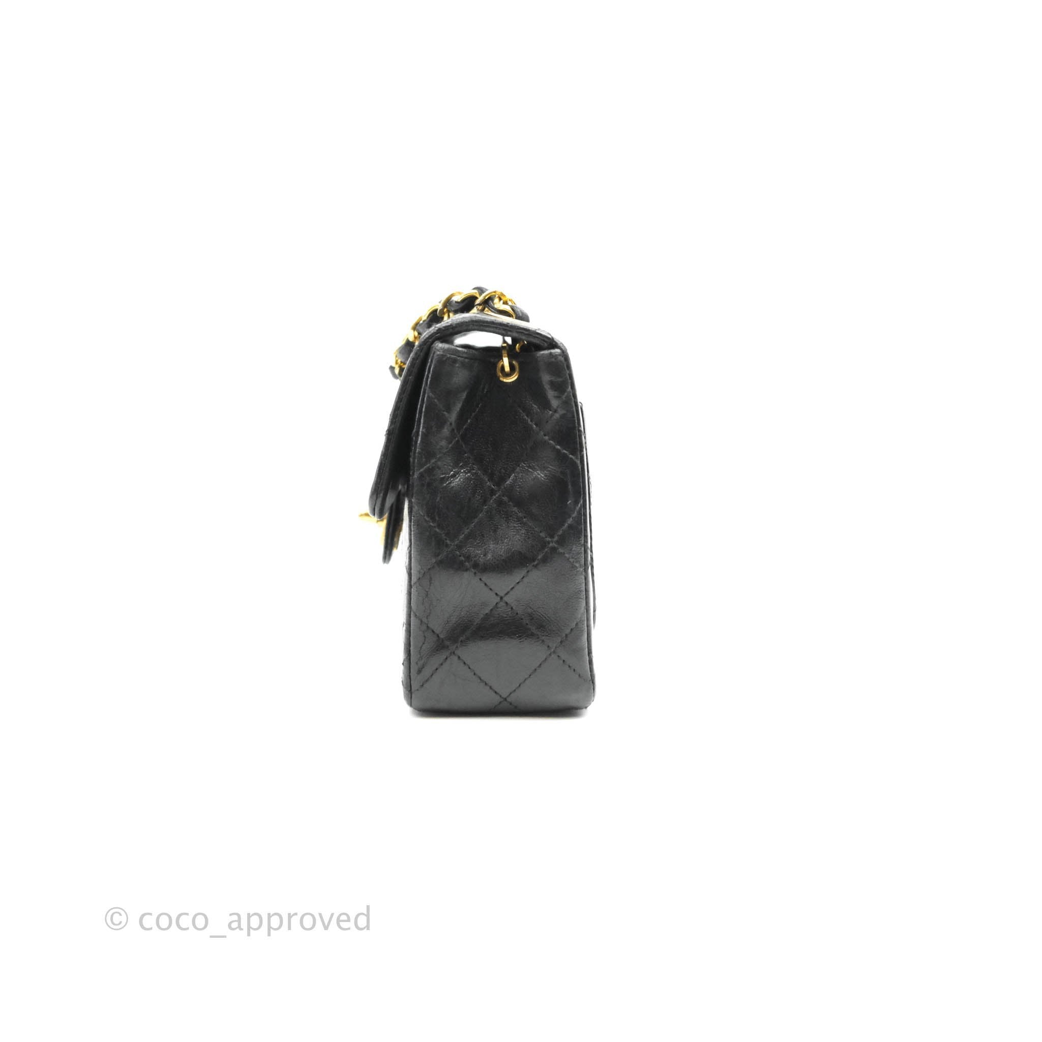 Chanel Vintage Mini Square Black Lambskin 24K Gold Hardware – Coco Approved  Studio