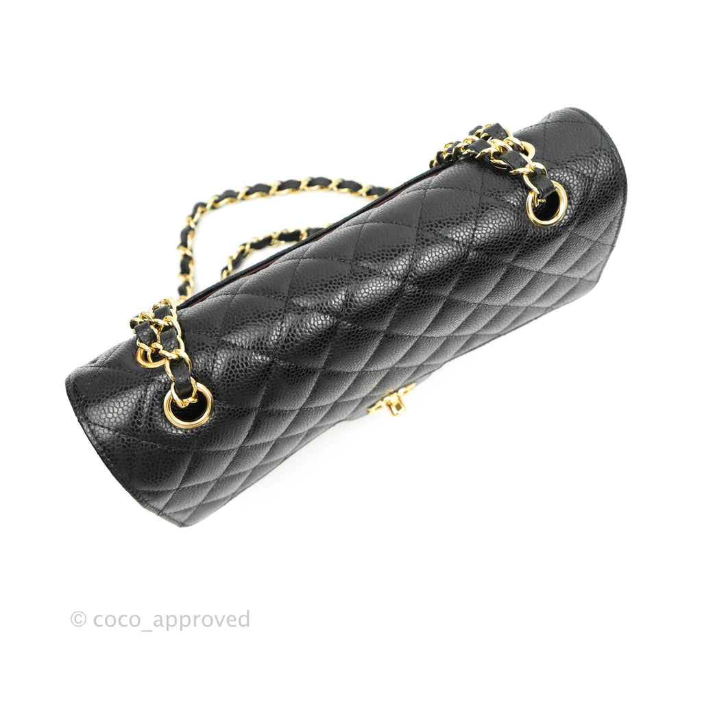 Chanel Classic M/L Medium Double Flap Black Caviar Gold Hardware