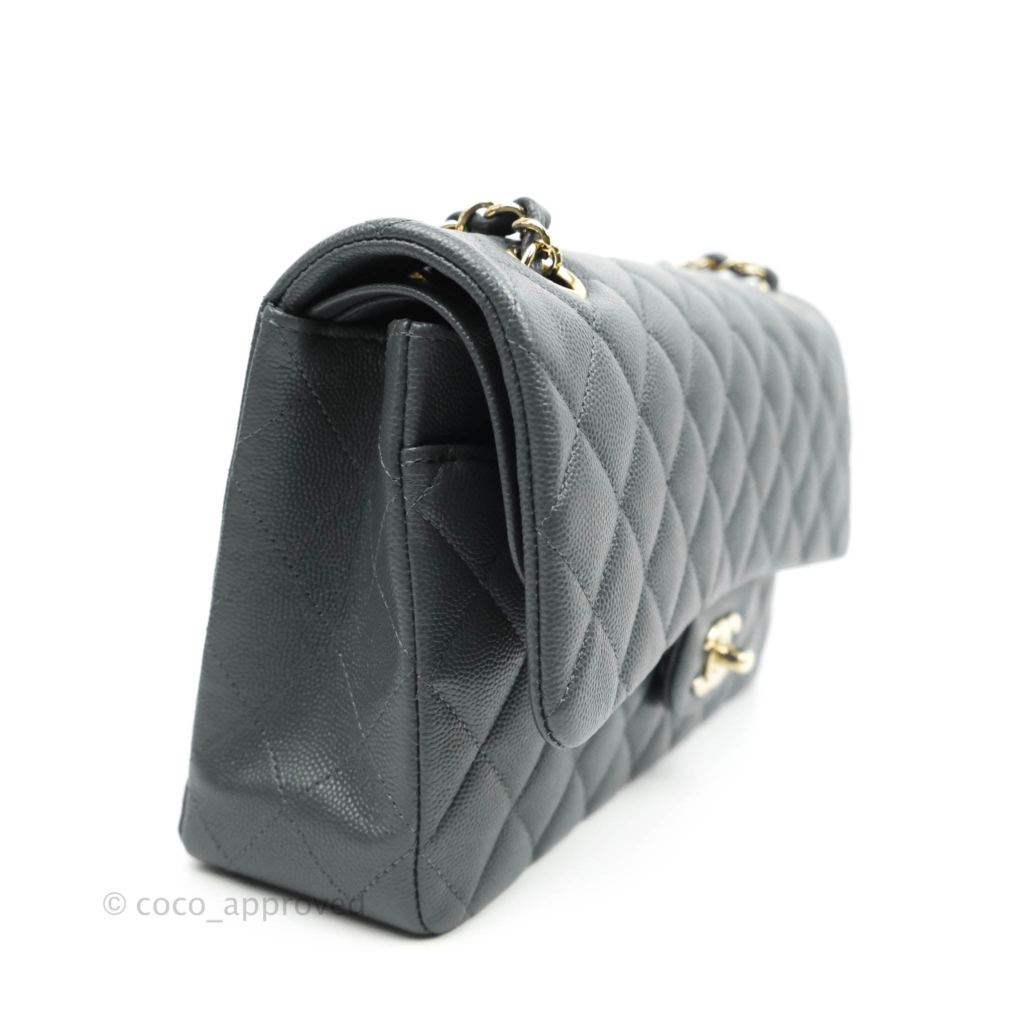 Sold at Auction: Chanel - a classic double flap bag in charcoal