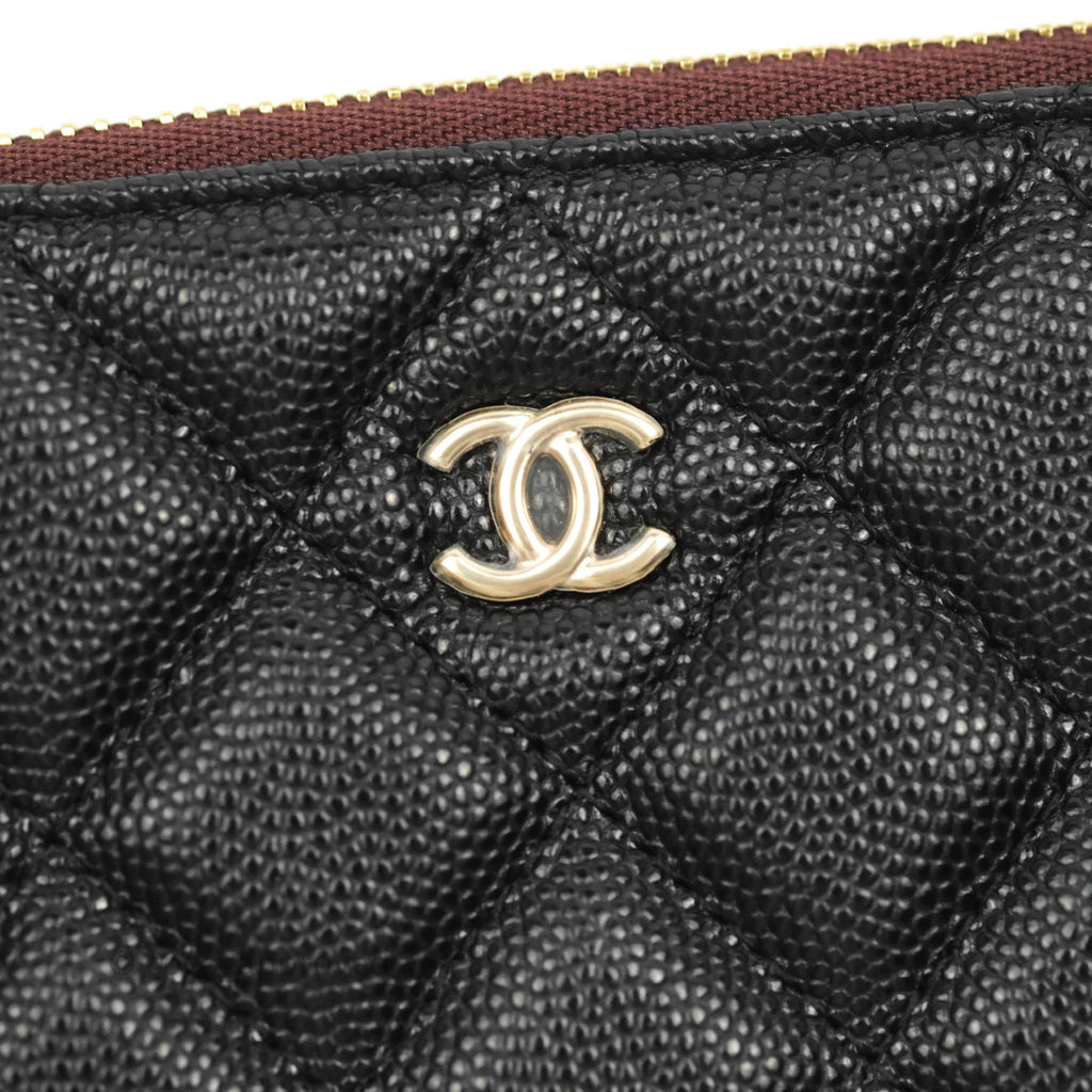 Chanel Quilted Mini O Case Black Caviar Gold Hardware