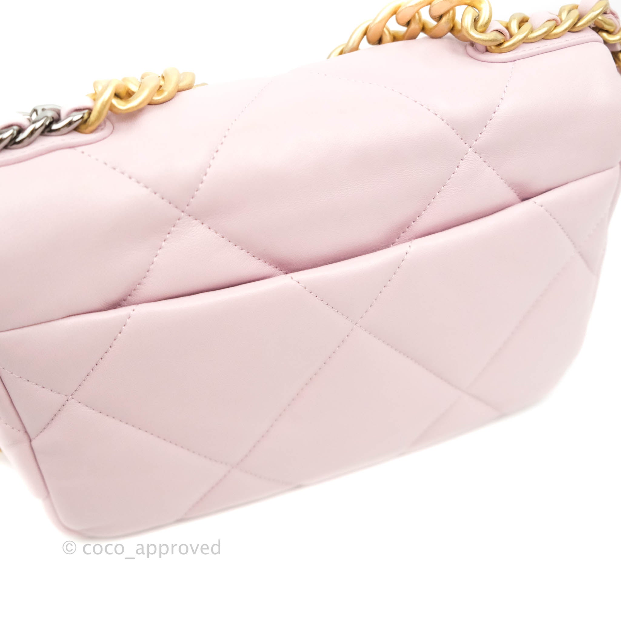 Chanel 19 Small Flap Bag In Baby Pink Lambskin With Gold,Silver & Ruthenium  Hardware Condition : BRAND NEW! Contact us at…