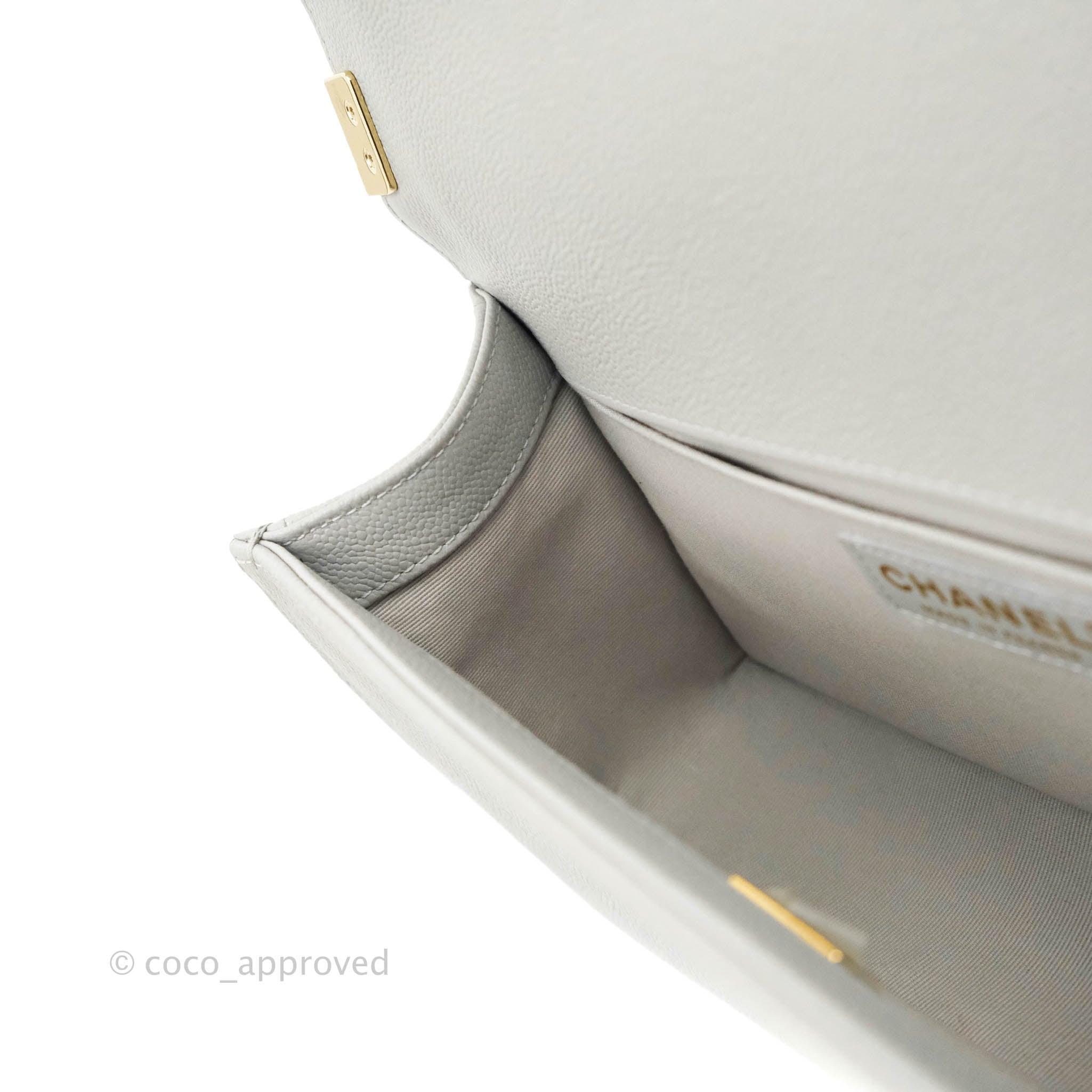 Chanel Grey Quilted Lambskin Leather Medium Boy Bag - Yoogi's Closet
