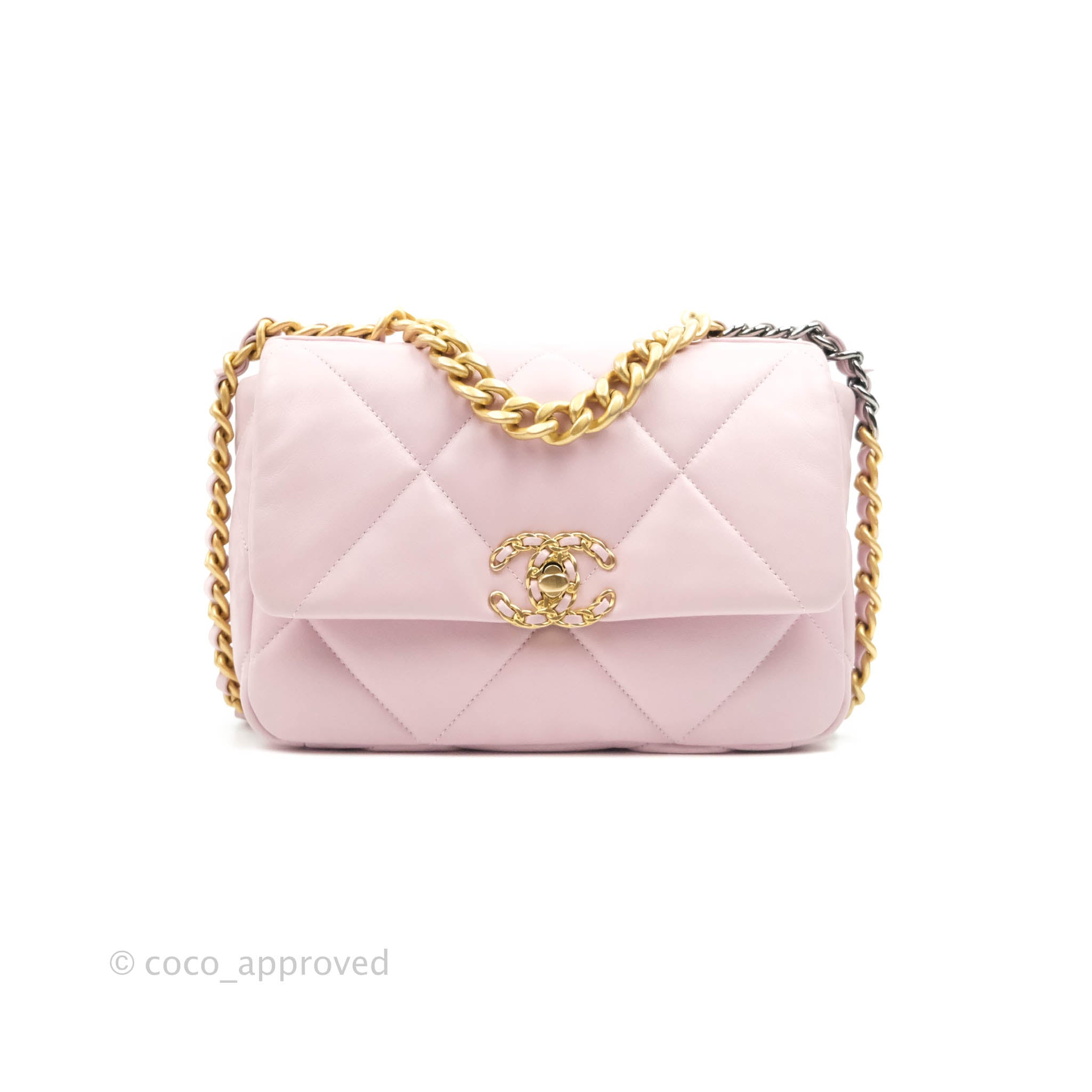 CHANEL Goatskin Quilted Large Chanel 19 Flap Dark Pink