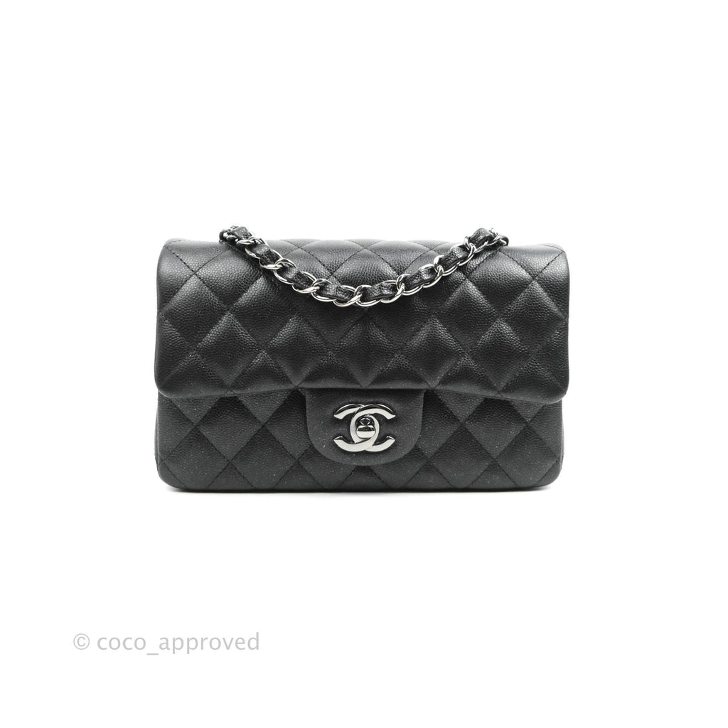 Chanel Quilted Mini Rectangular Iridescent Black Caviar Gun Metal