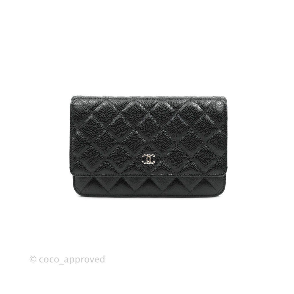 Chanel Quilted Wallet On Chain WOC Black Caviar Silver Hardware