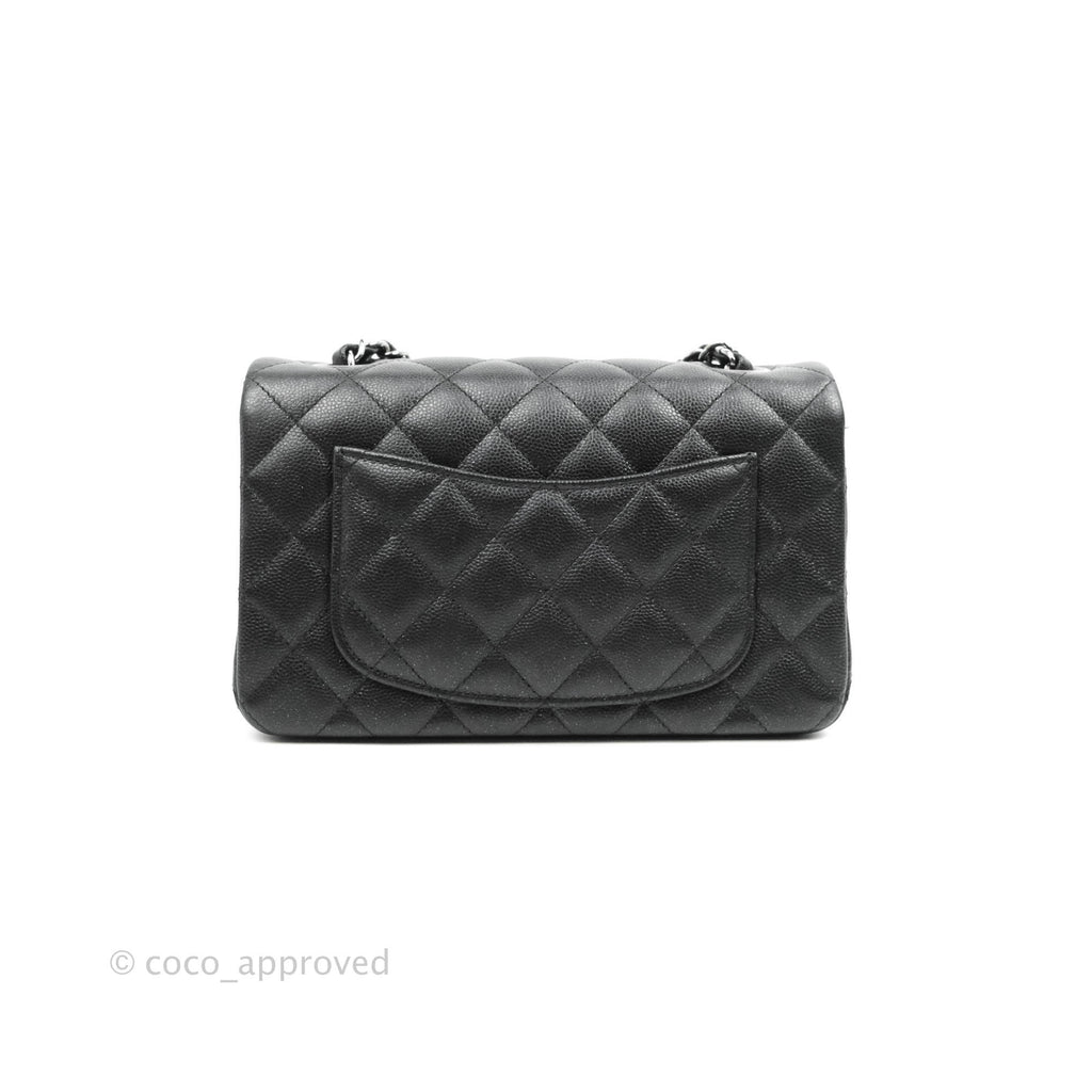 Chanel Quilted Mini Rectangular Iridescent Black Caviar Gun Metal