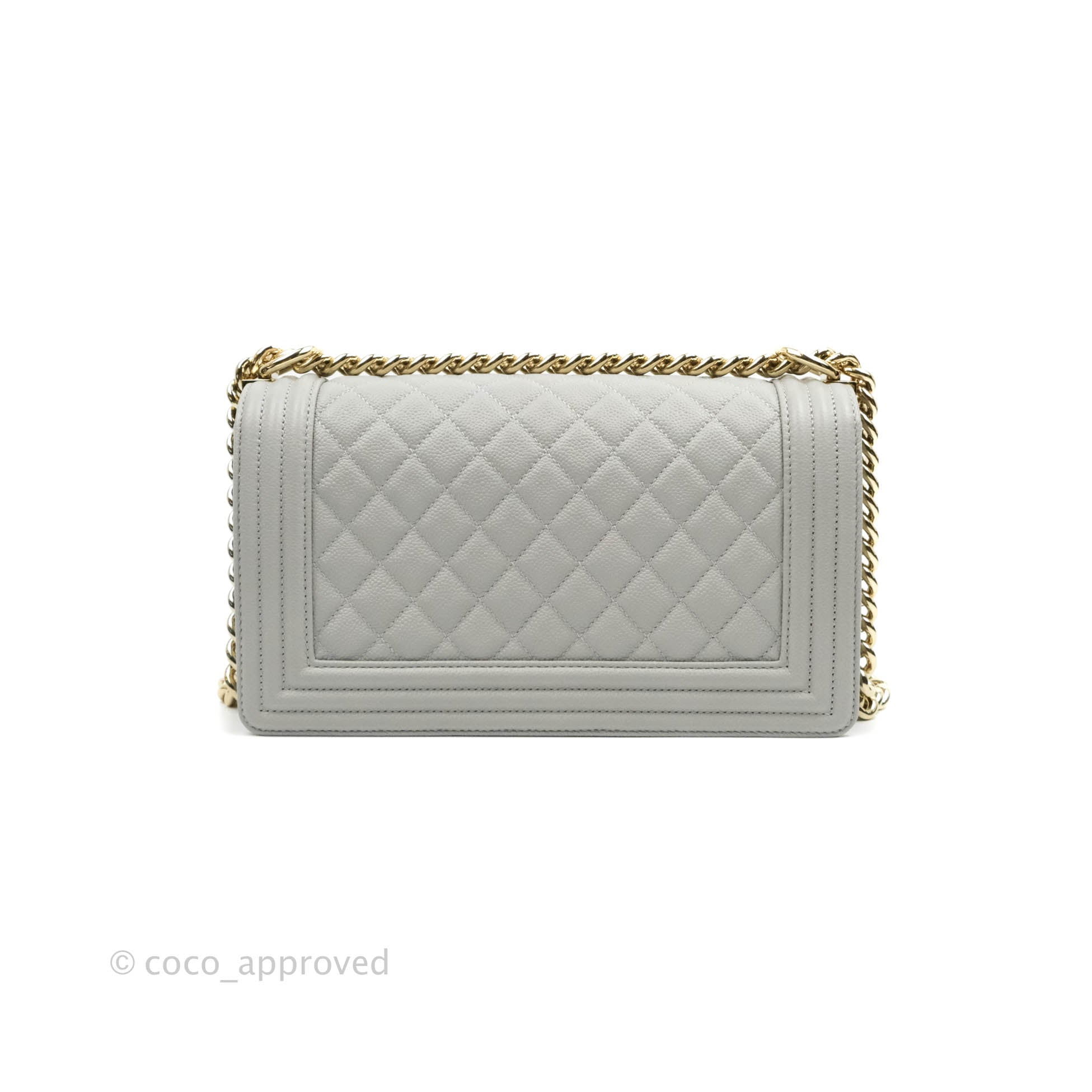 Chanel Old Medium Quilted Boy Bag Grey Caviar Gold Hardware – Coco Approved  Studio