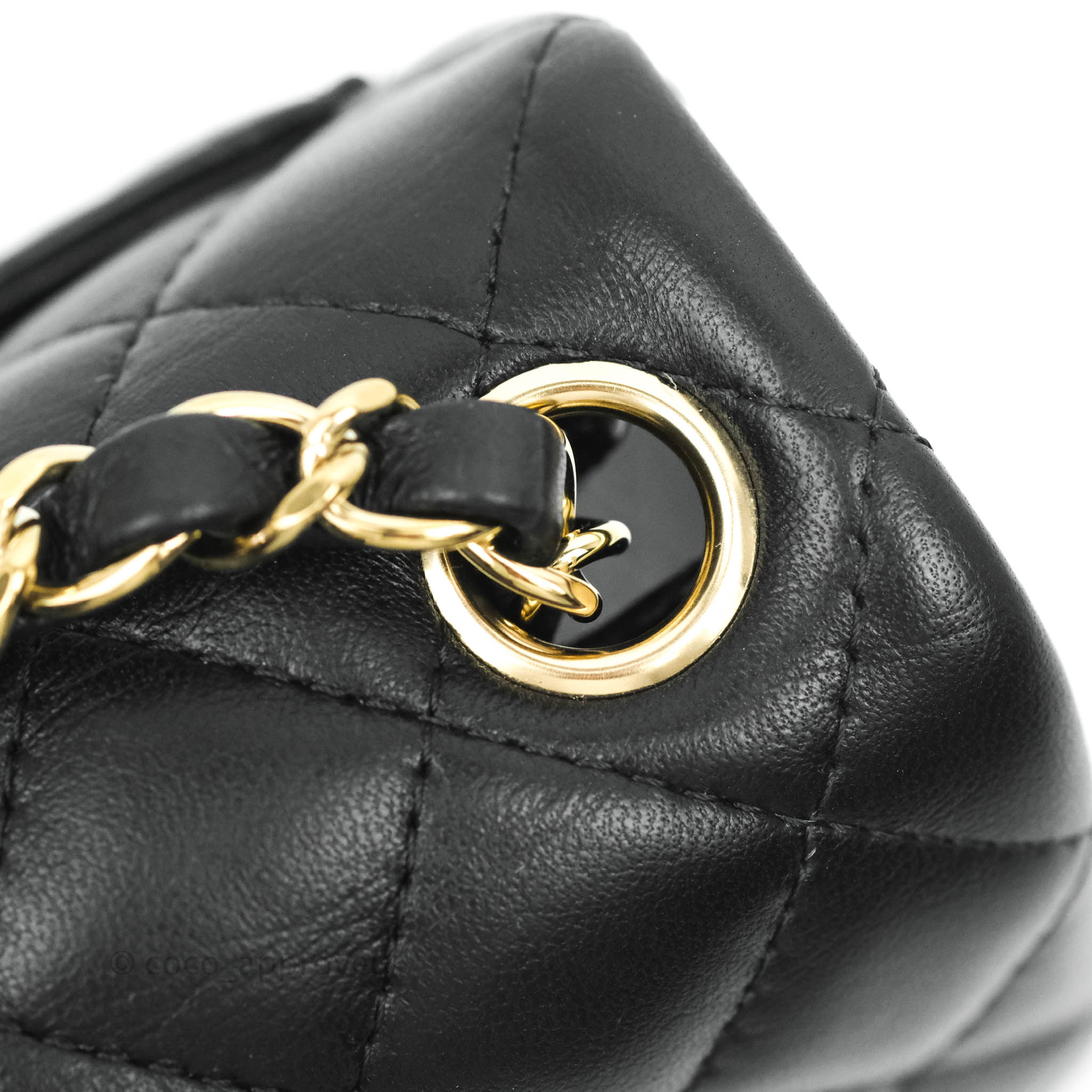 Chanel Mini Square Quilted Black Lambskin Gold Hardware – Coco