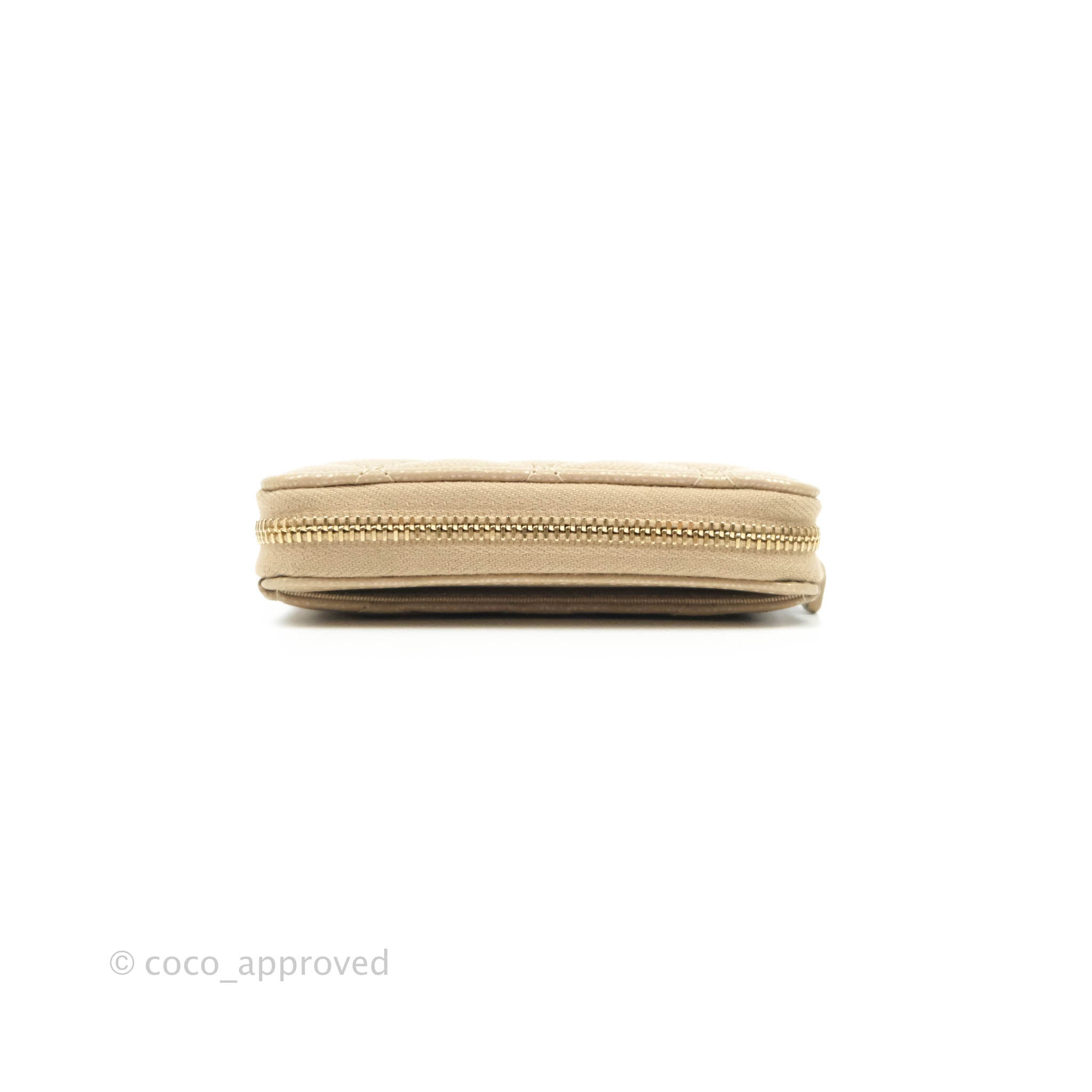 CHANEL, Accessories, Chanel Classic Zipped Coin Purse Beige With Gold  Hardware