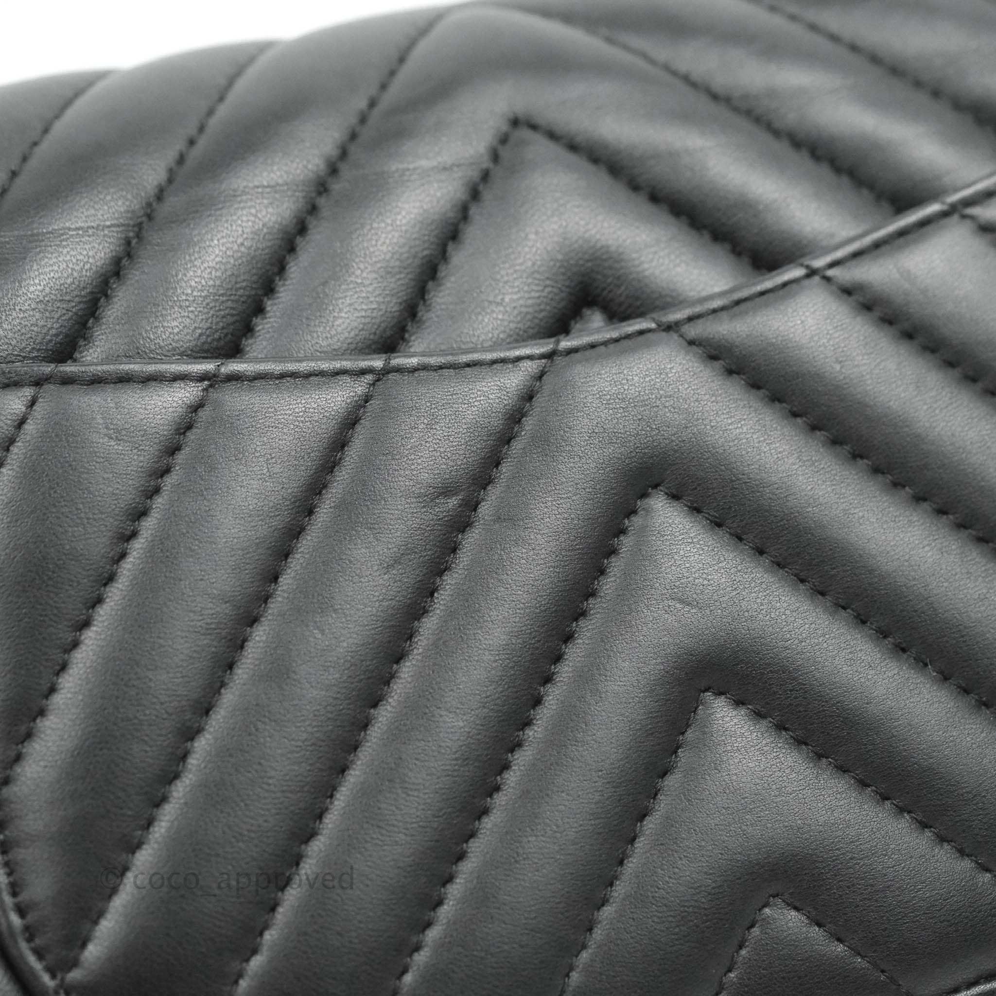 Chanel Classic Medium Double Flap, Black Lambskin Chevron Leather, So Black  Hardware, Preowned in Dustbag - Julia Rose Boston