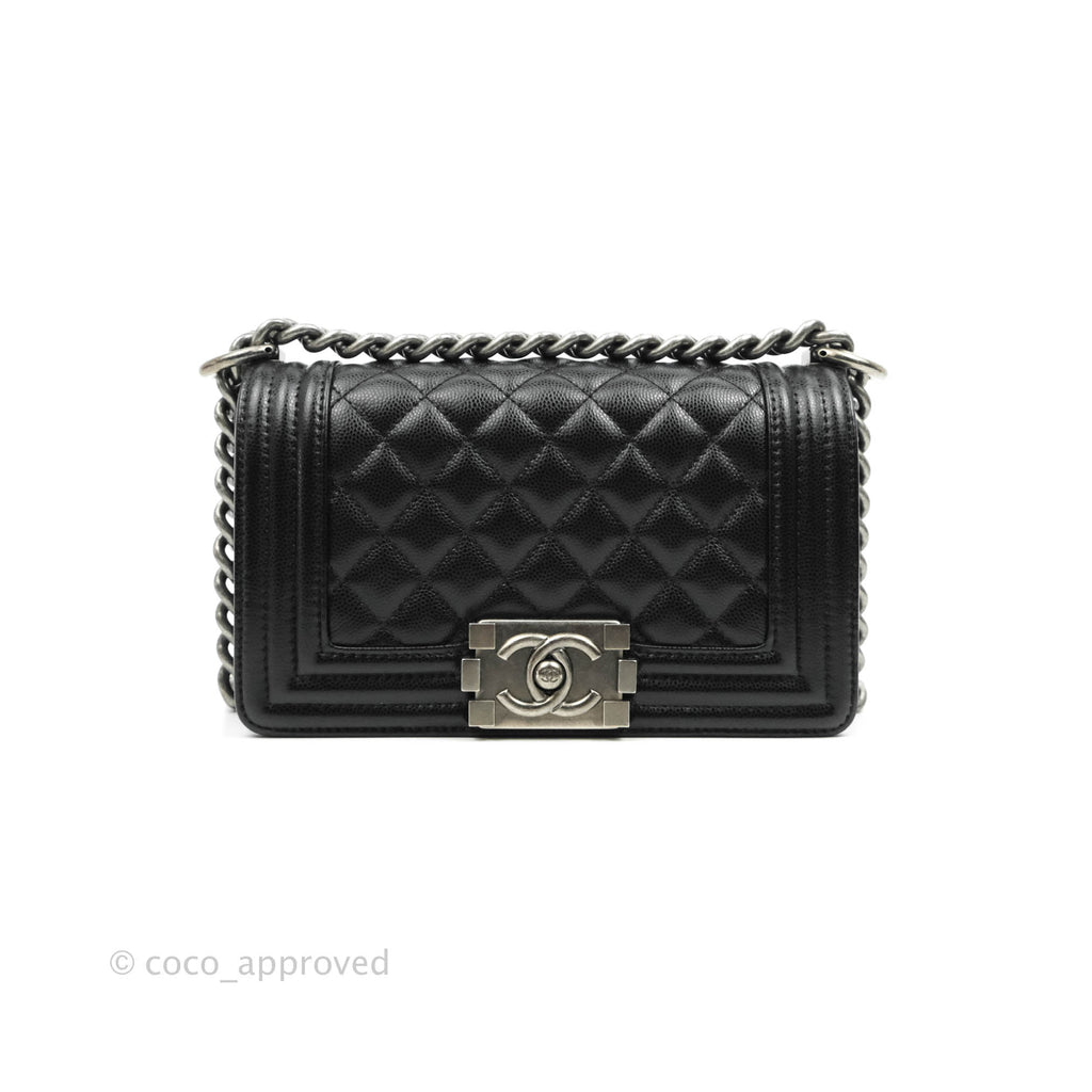 Chanel Small Quilted Boy Black Caviar Ruthenium Hardware