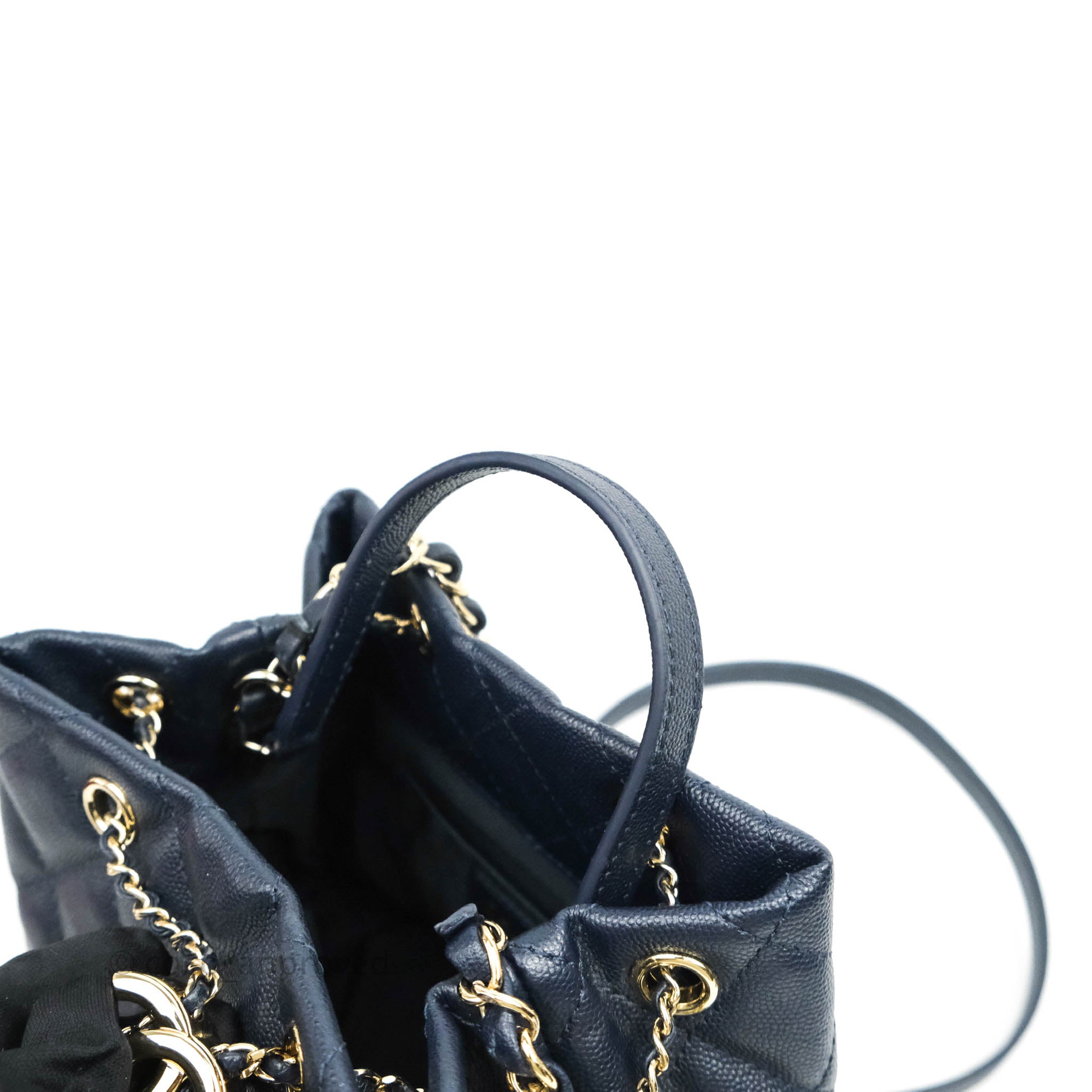 Chanel Quilted Rolled Up Bucket Drawstring Bag Navy Caviar Gold Hardwa –  Coco Approved Studio