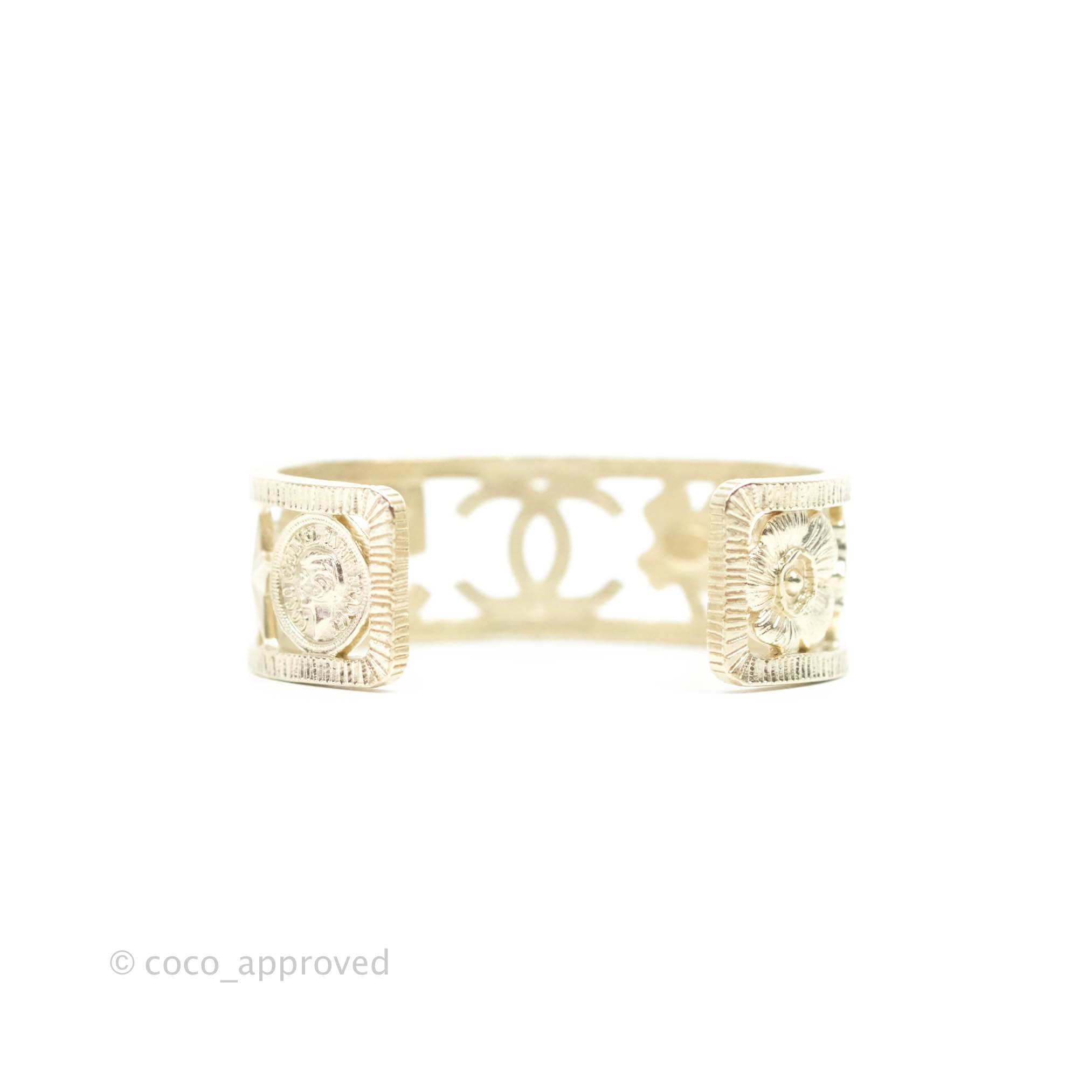 Chanel CC Cuff Bracelet Light Gold Hardware 20C – Coco Approved Studio