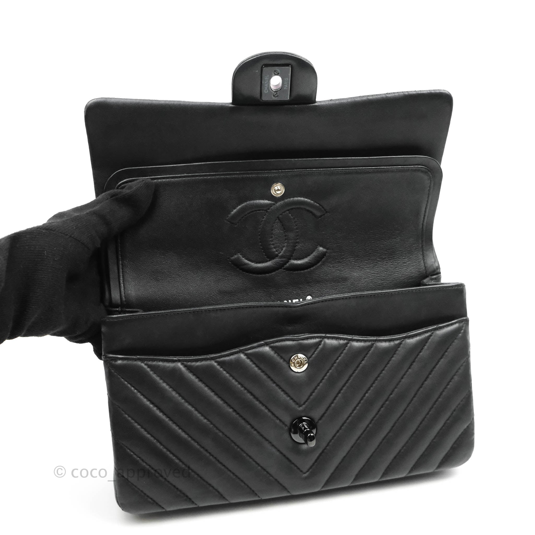 Chanel Chevron Medium Double Flap Bag Brown Beige Leather ref92212  Joli  Closet