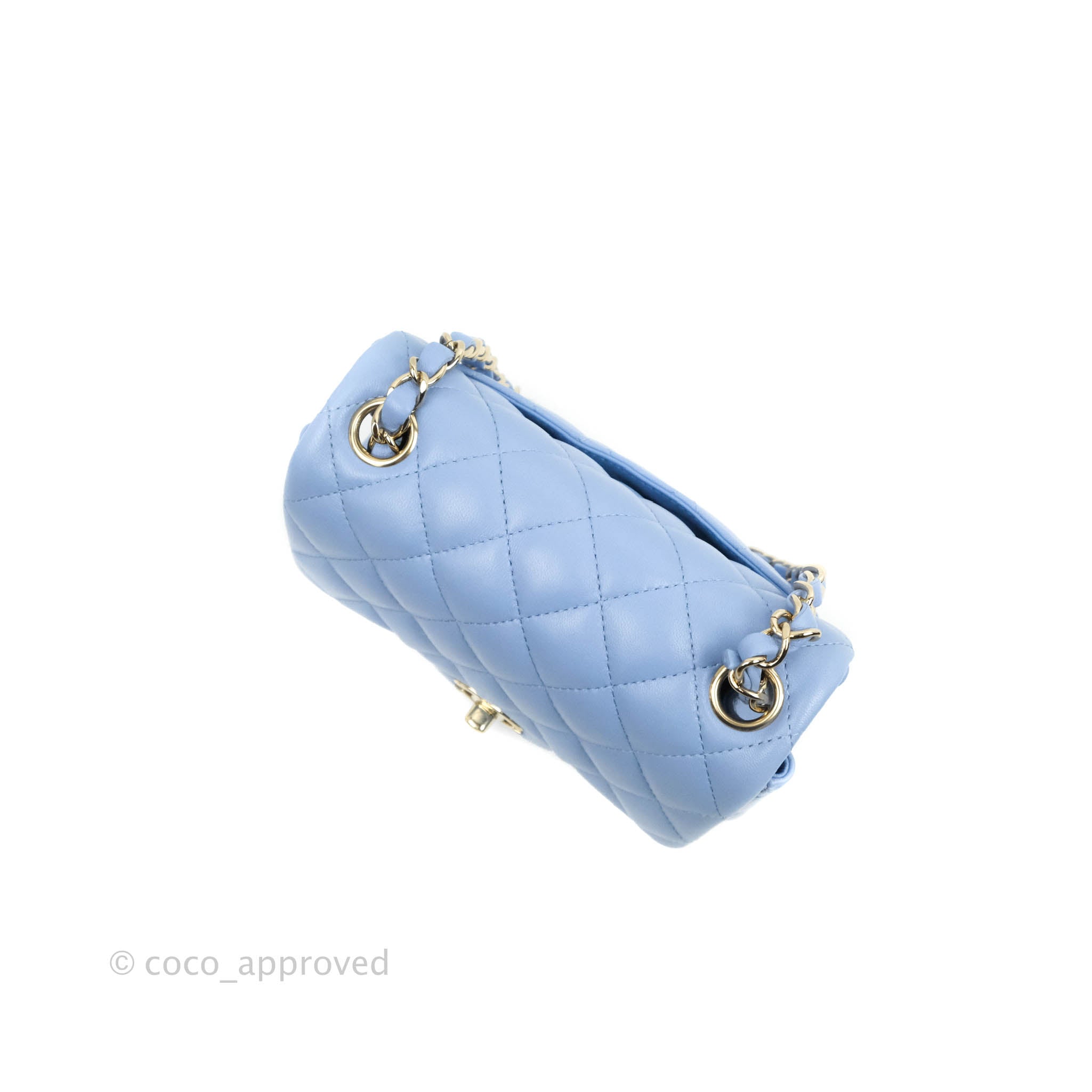 Chanel Quilted Mini Square Sky Blue Lambskin Gold Hardware 21C – Coco  Approved Studio