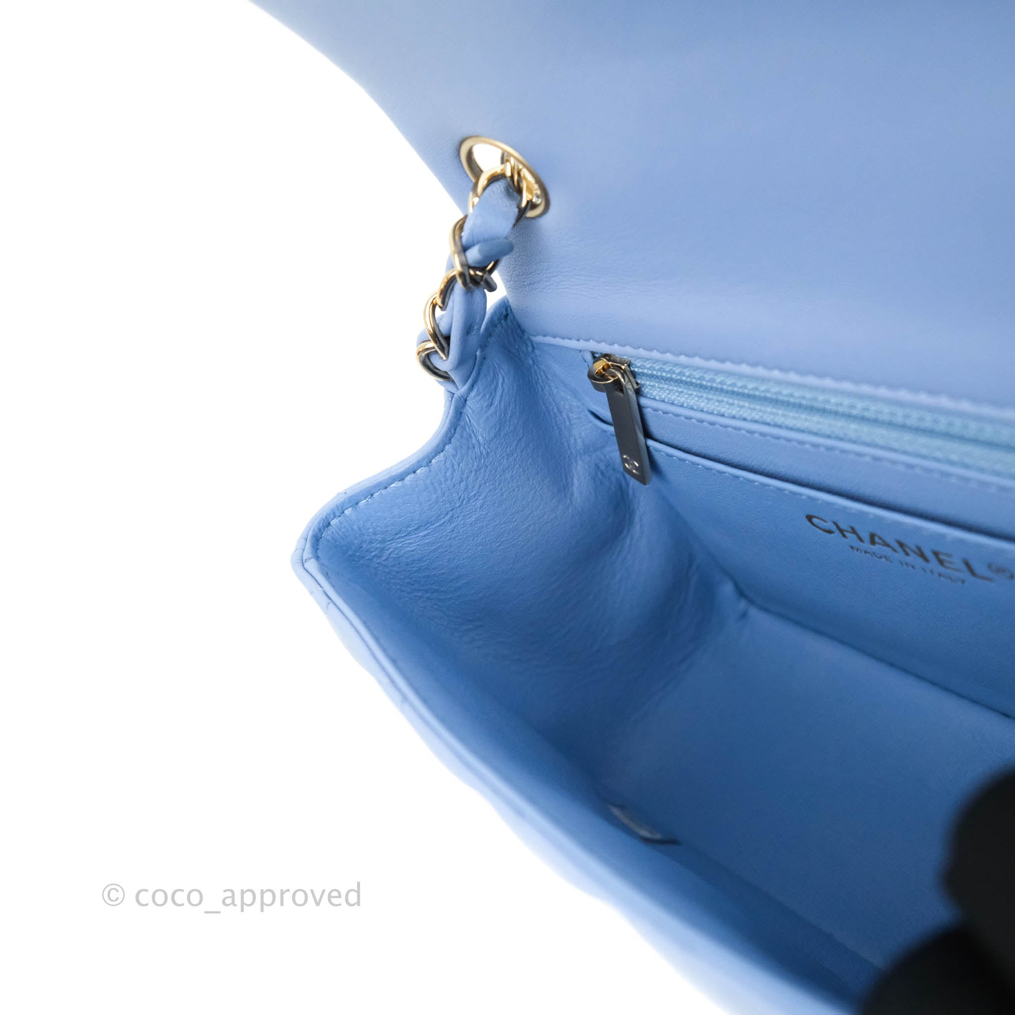 21C Sky Blue Lambskin Quilted Mini Rectangular Flap Light Gold Hardwar –  REDELUXE