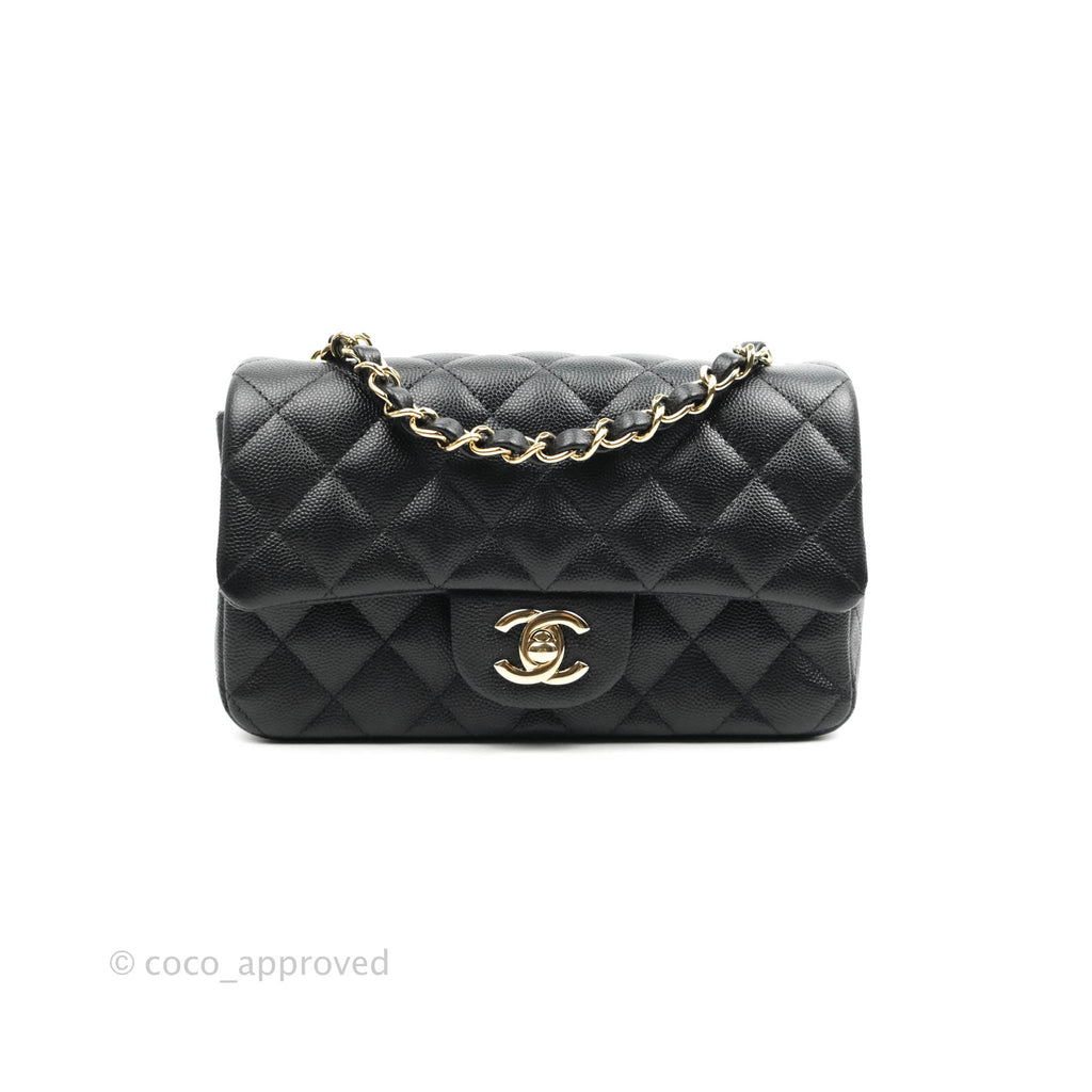 Chanel Quilted Mini Rectangular Black Caviar Gold Hardware