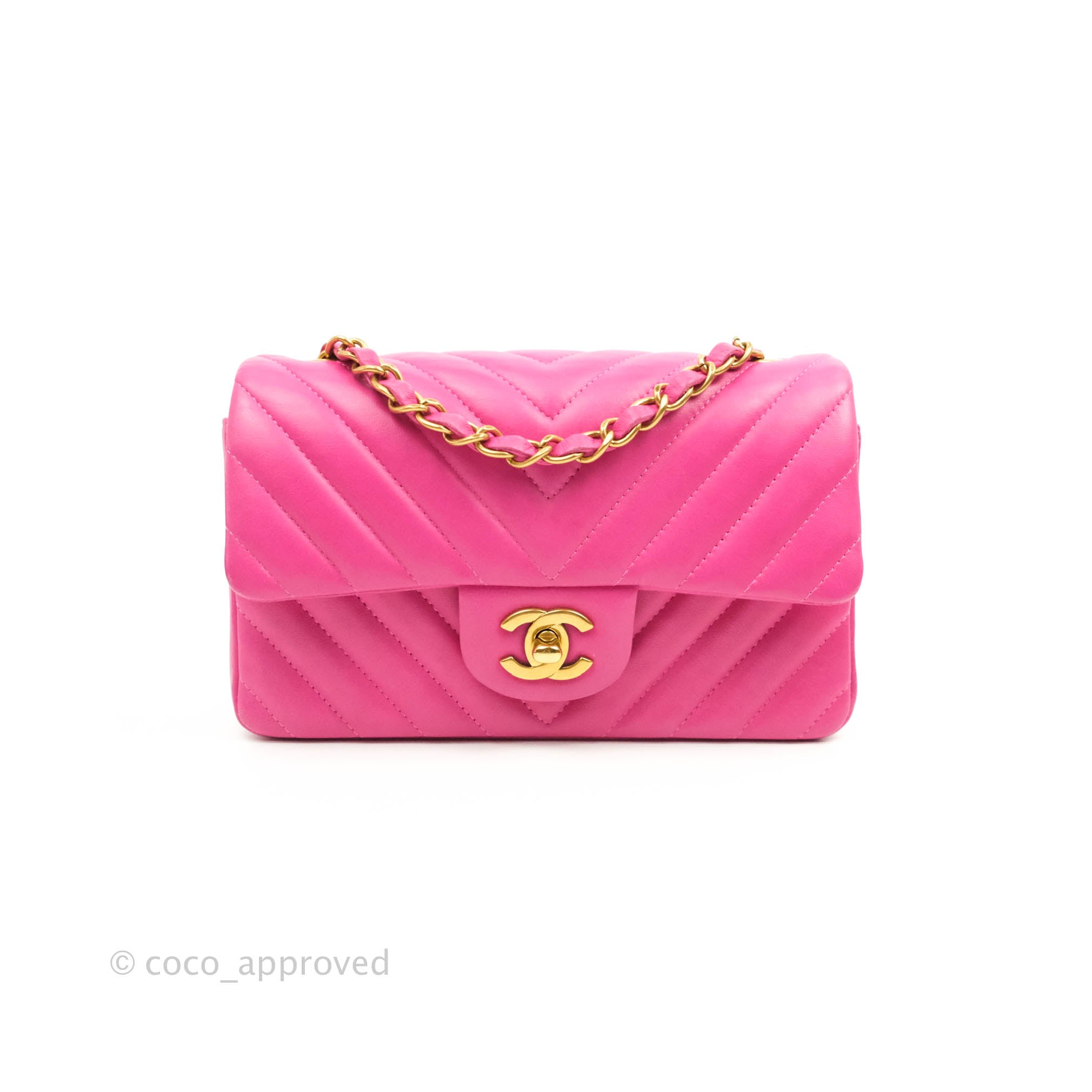 Chanel Chevron Mini Rectangular Flap Pink Lambskin Gold Hardware – Coco  Approved Studio