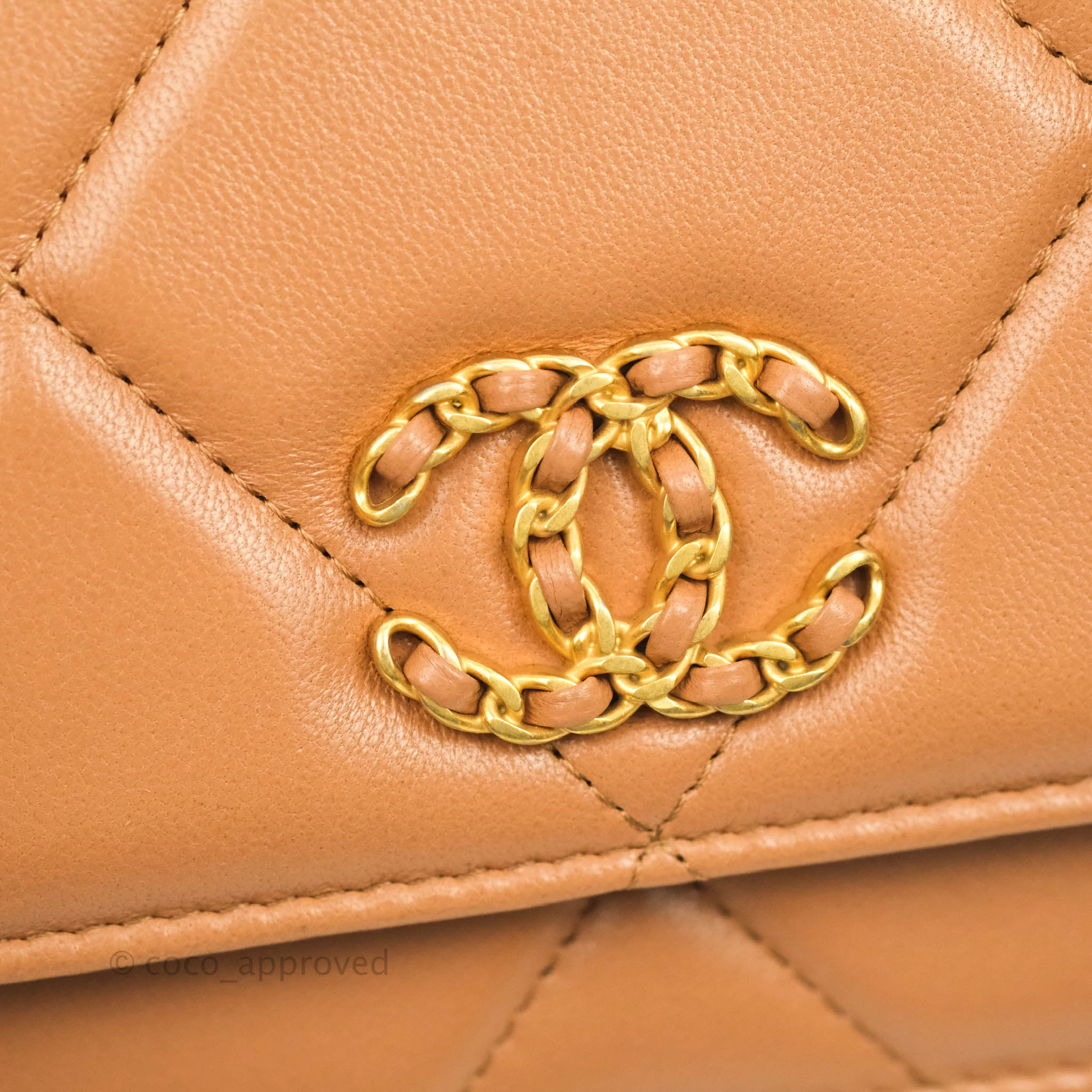 Chanel 19 Wallet on Chain WOC Dark Beige Caramel Lambskin Mixed Hardwa –  Coco Approved Studio