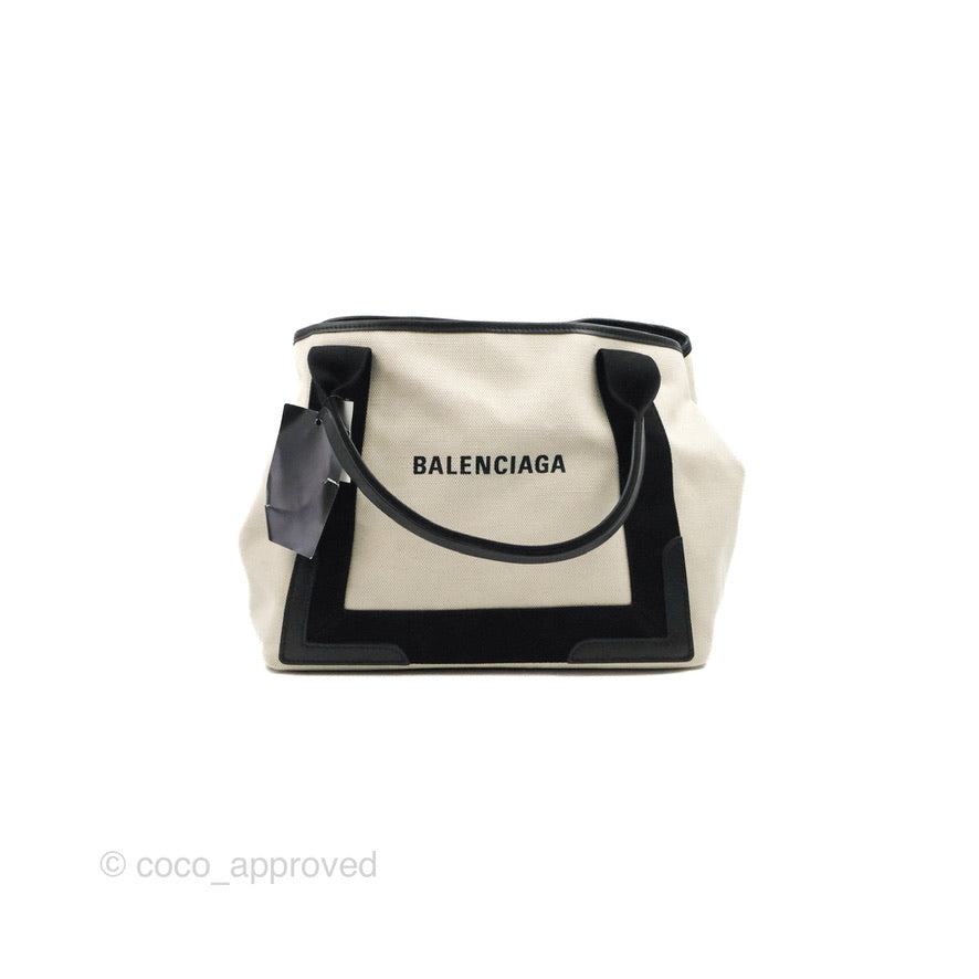 Balenciaga Small Navy Cabas Bag Off-white Canvas – Coco Approved Studio