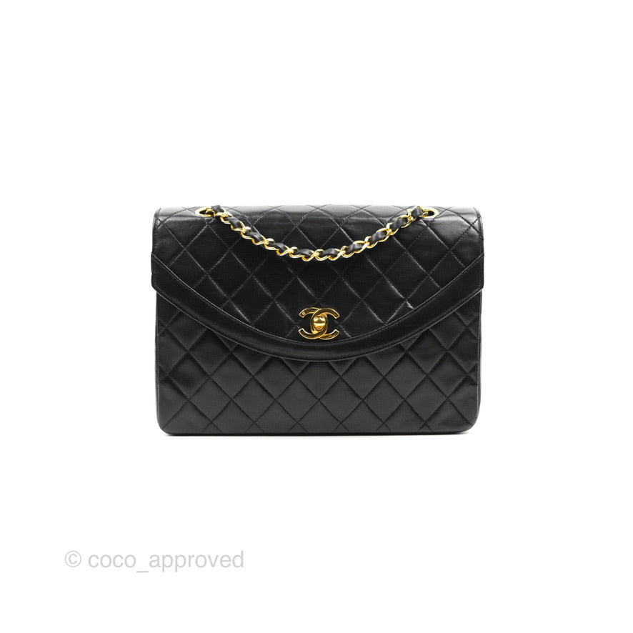 Chanel Vintage Round Flap Bag Quilted Lambskin Gold Hardware