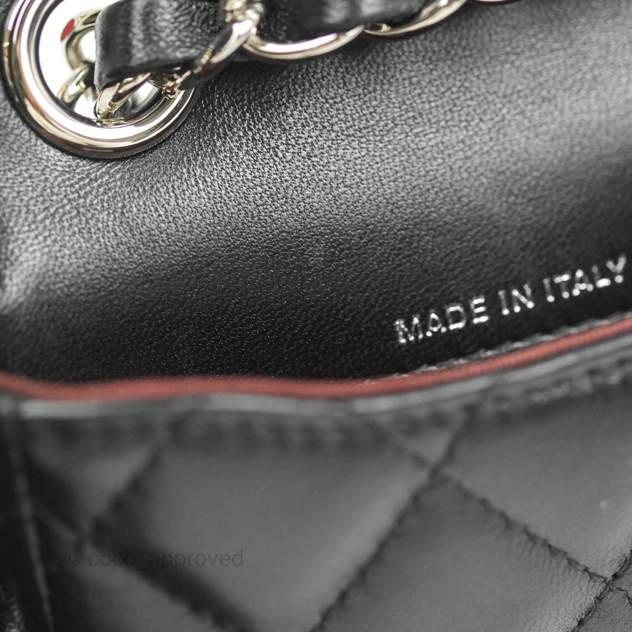 Chanel Mini Card Holder Chain Belt Bag Black Lambskin Silver