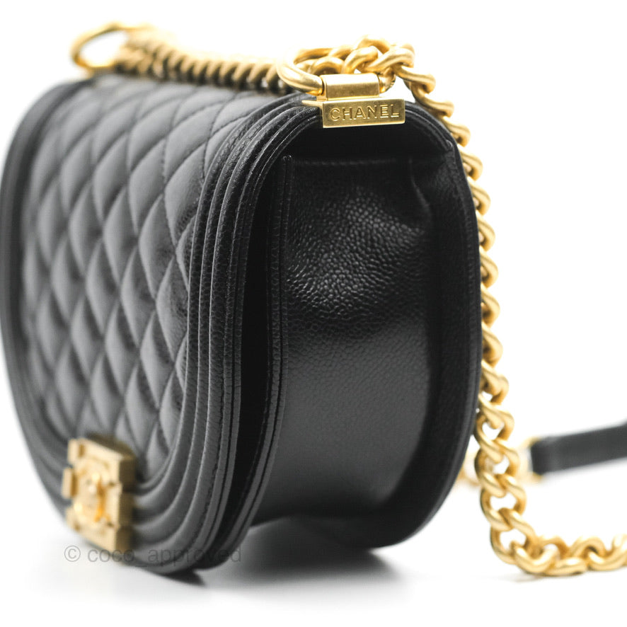 Chanel boy bag black gold online hardware