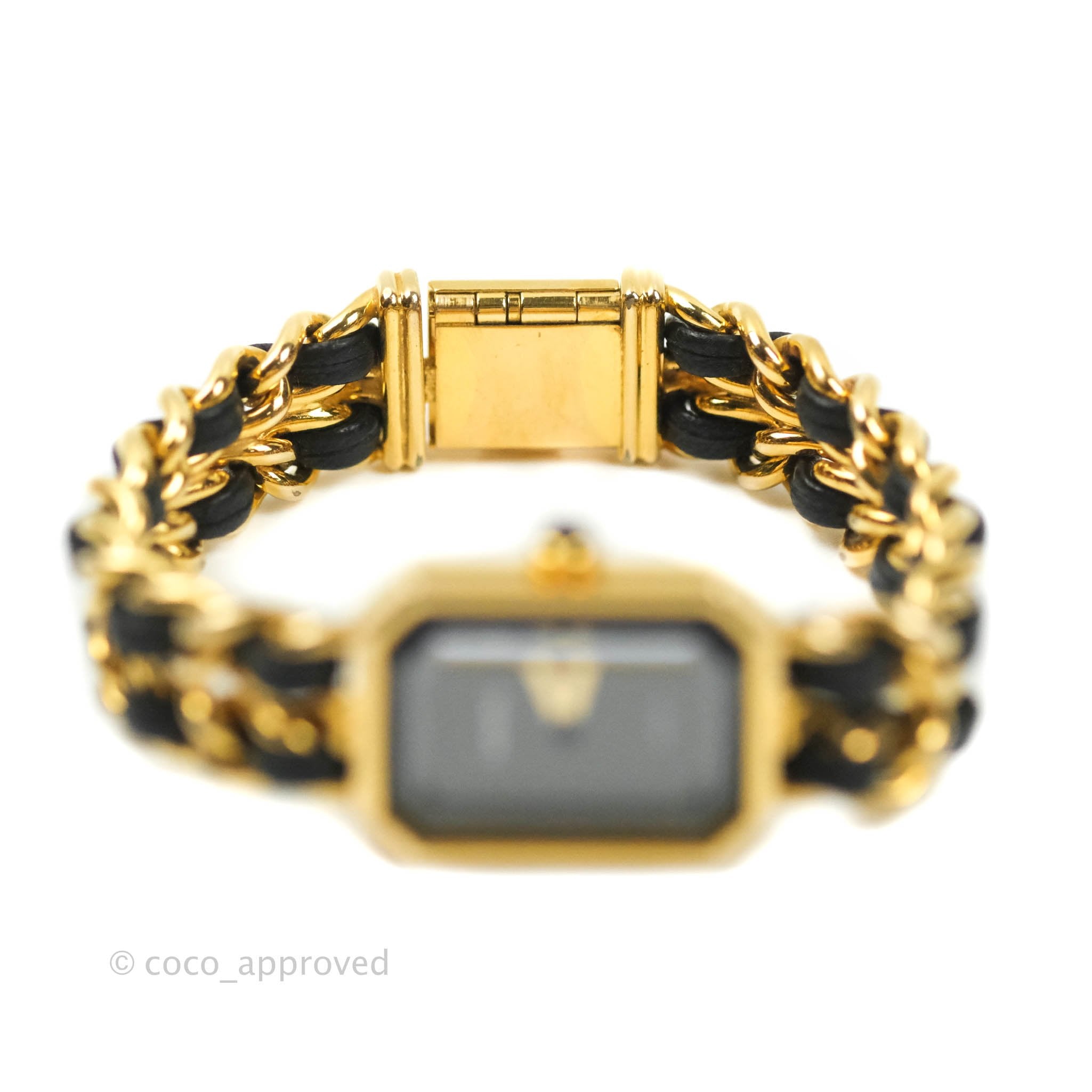 Chanel Vintage Première Watch Black Leather Gold Plated M Size – Coco  Approved Studio
