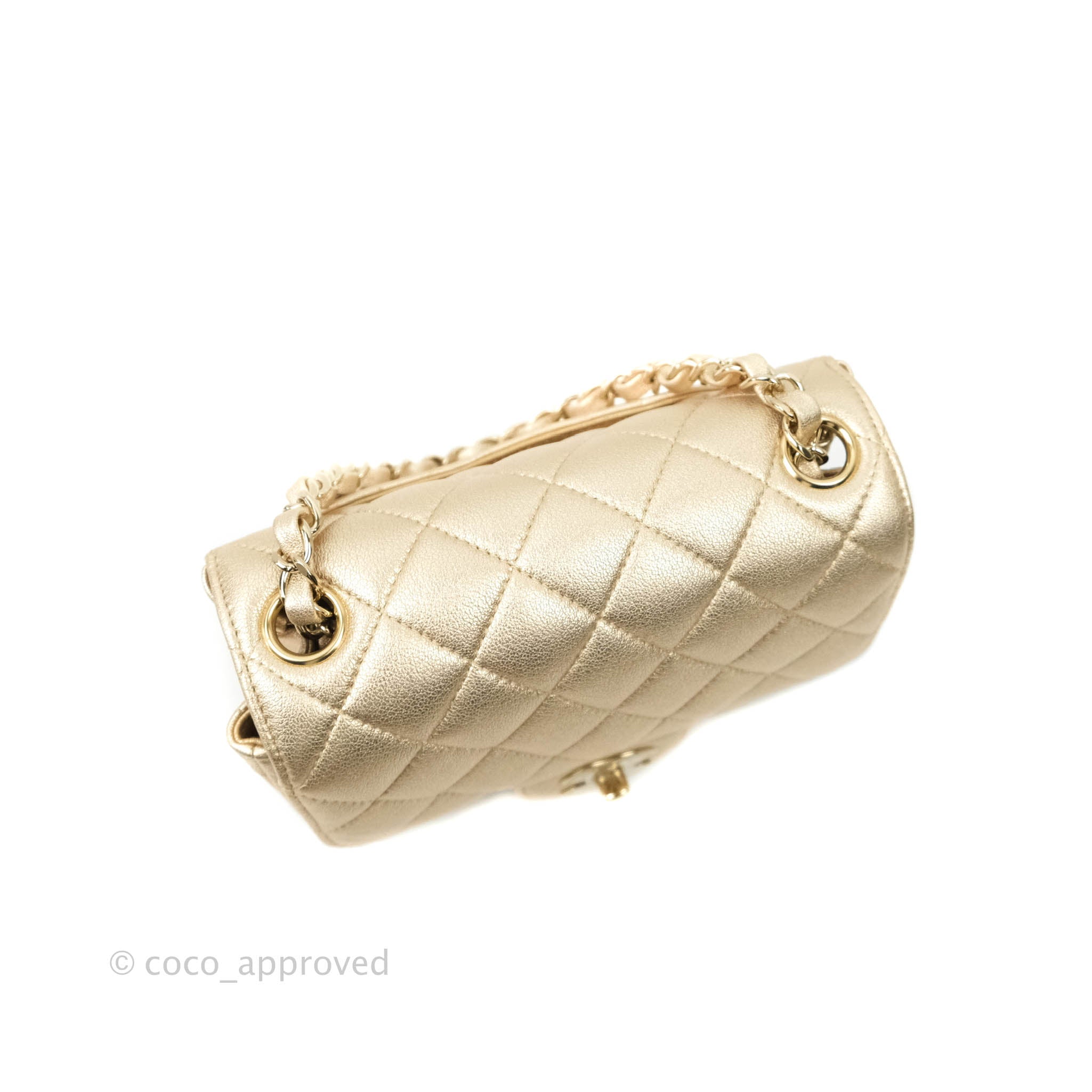 CHANEL 21P Iridescent Gold Mini Flap LGHW - Timeless Luxuries