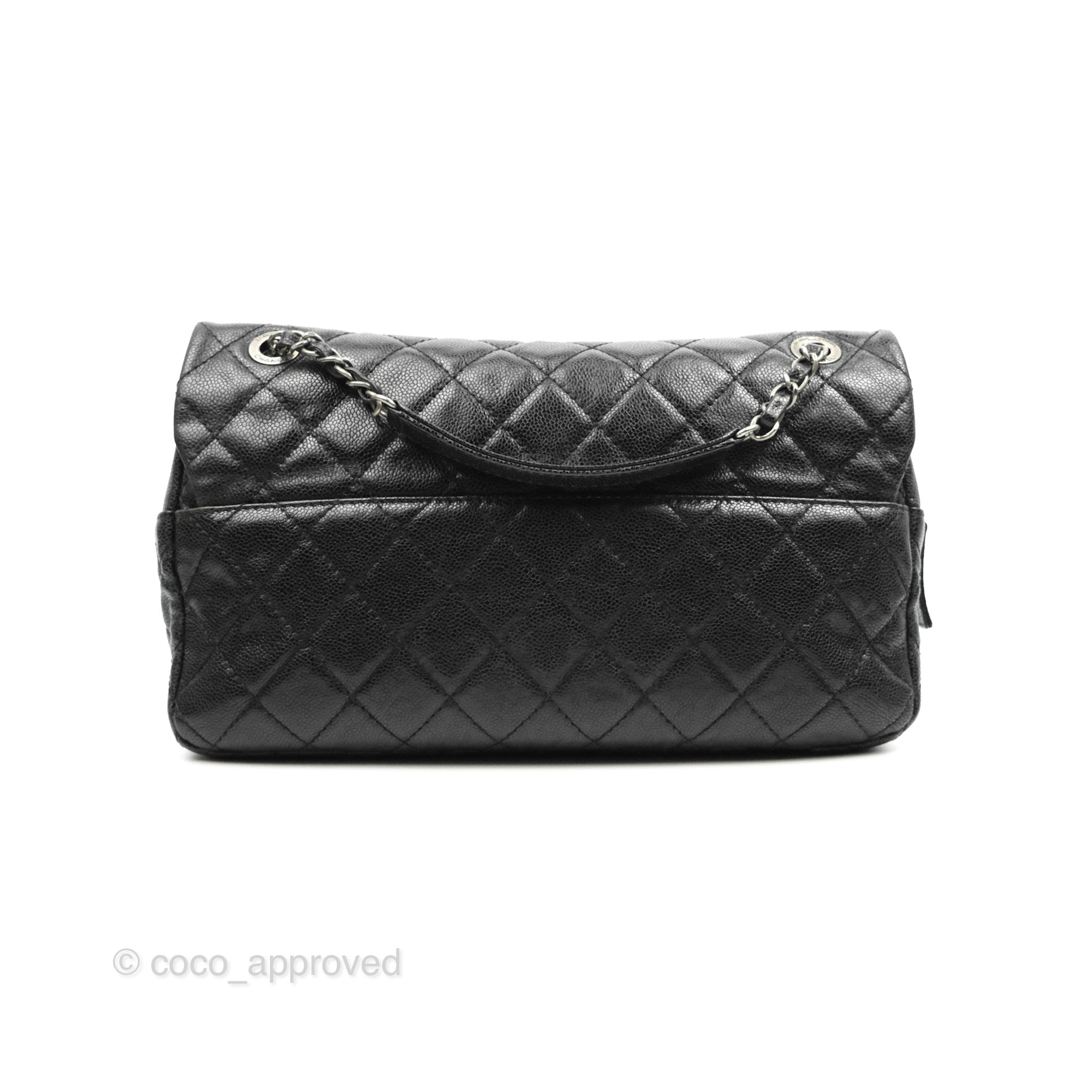 Chanel Classic Double Flap Quilted Caviar Silver-tone Jumbo Black  Chanel  jumbo flap bag, Chanel quilted bag, Chanel classic bag black