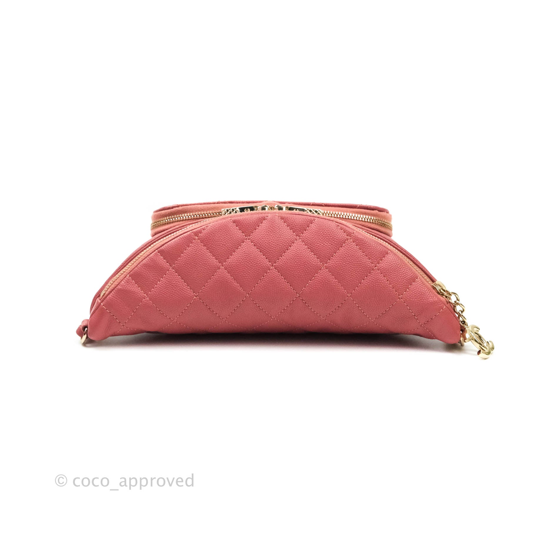 Chanel Quilted Business Affinity Waist Belt Bag Pink Caviar Gold