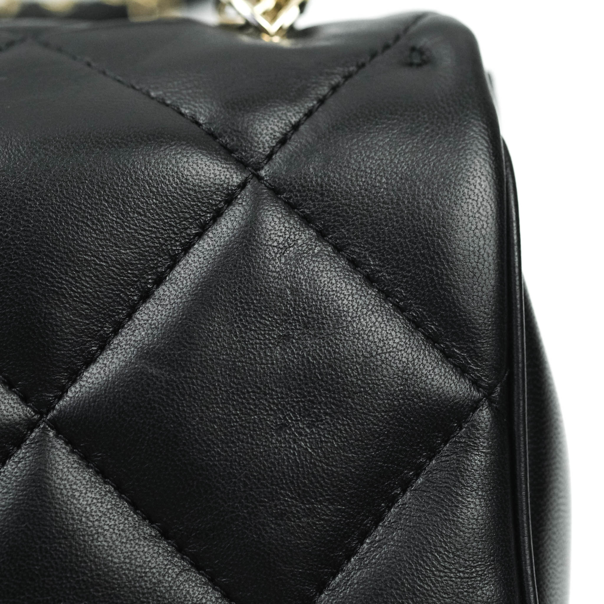 Chanel Easy Cherry Flap Bag With Handle Black Lambskin Gold