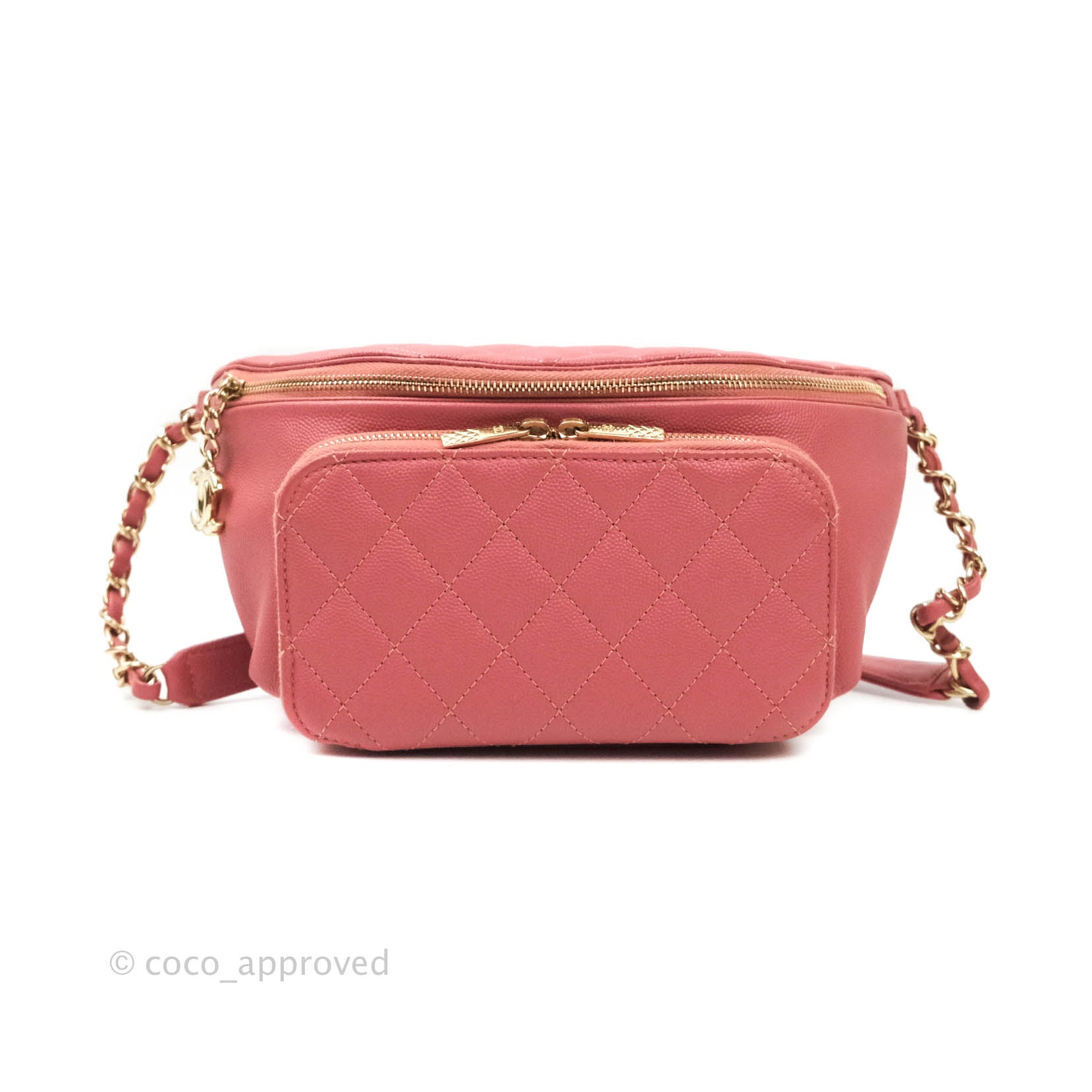 Chanel Quilted Business Affinity Waist Belt Bag Pink Caviar Gold Hardware