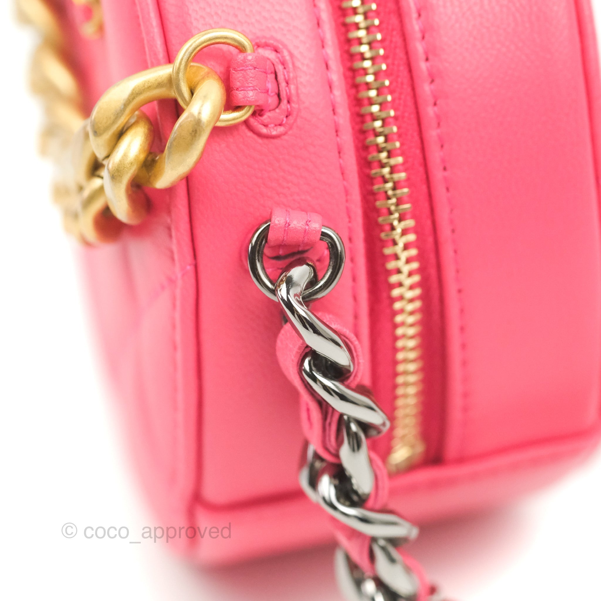 Chanel CHANEL 19 round clutch chain shoulder bag leather pink