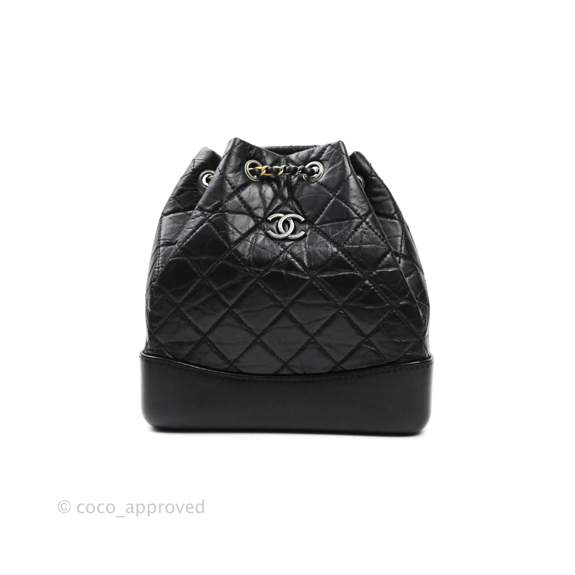 Chanel Small Gabrielle Backpack White Black Aged Calfskin – Coco Approved  Studio