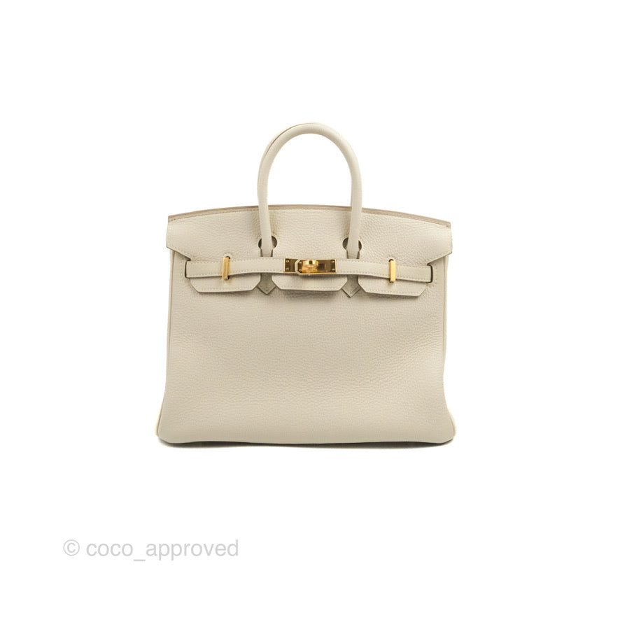 Hermes Birkin 25 Craie Clemence Gold Hardware