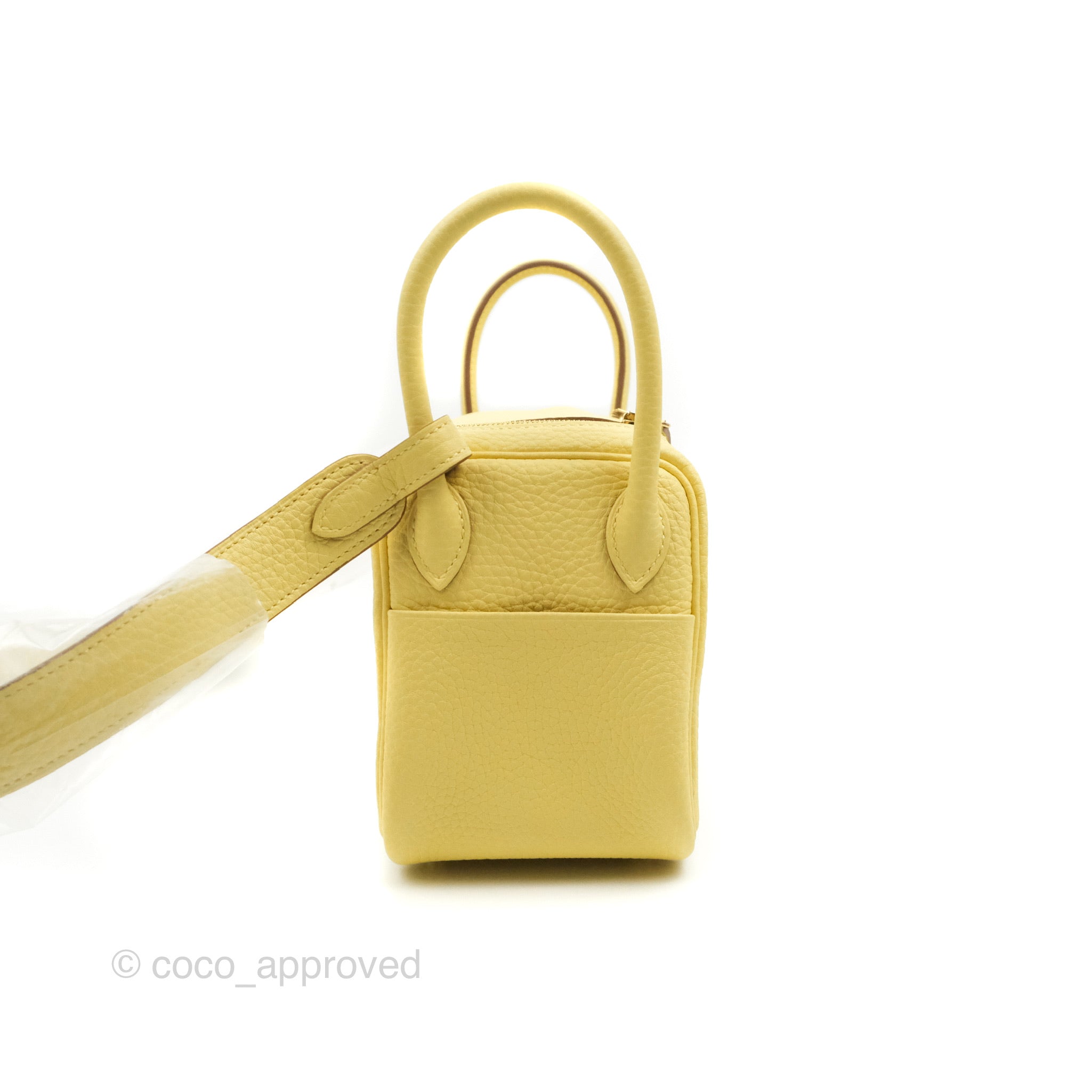 Hermès Jaune Ambre Mini Lindy of Clemence Leather with Gold Hardware, Handbags & Accessories Online, Ecommerce Retail
