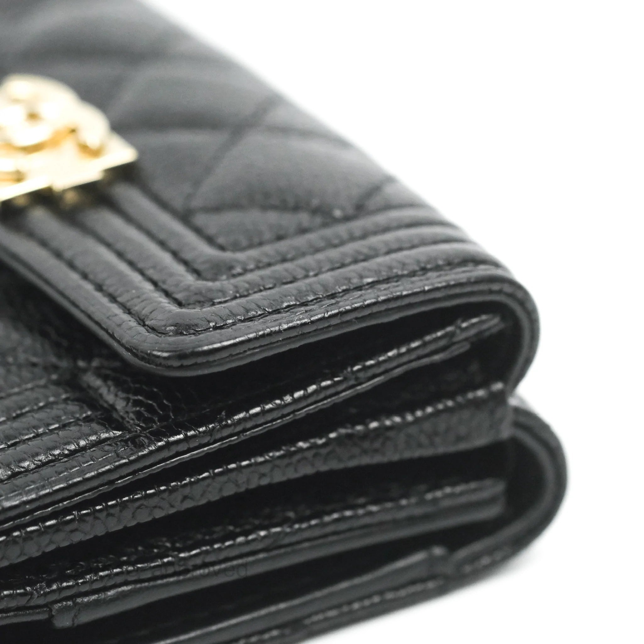 Chanel Quilted Small Boy Flap Wallet Black Caviar Gold Hardware