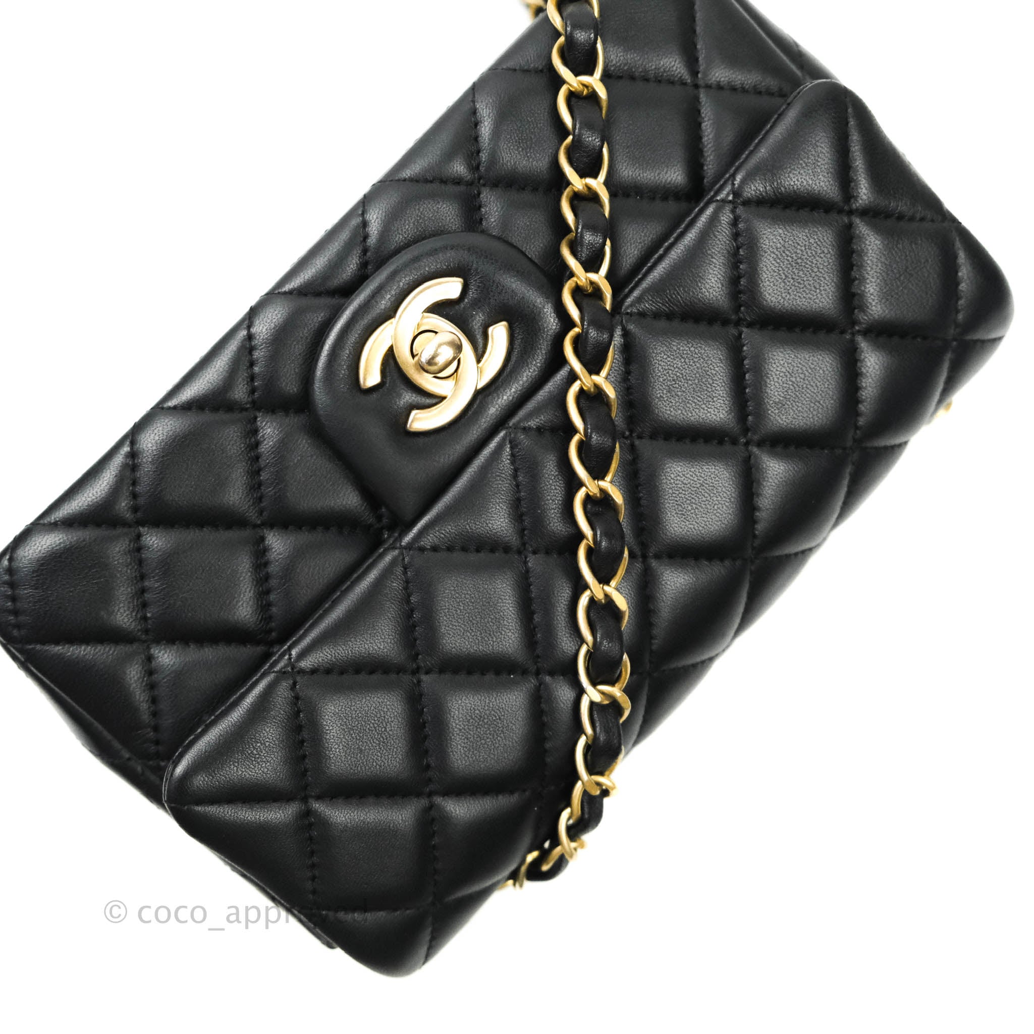 Chanel Black Lambskin Quilted Gold Hardware Round Flap s331ck50