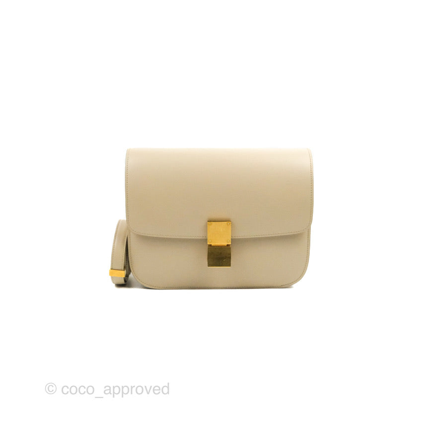 Celine Medium Classic Box Flap Ivory Calfskin