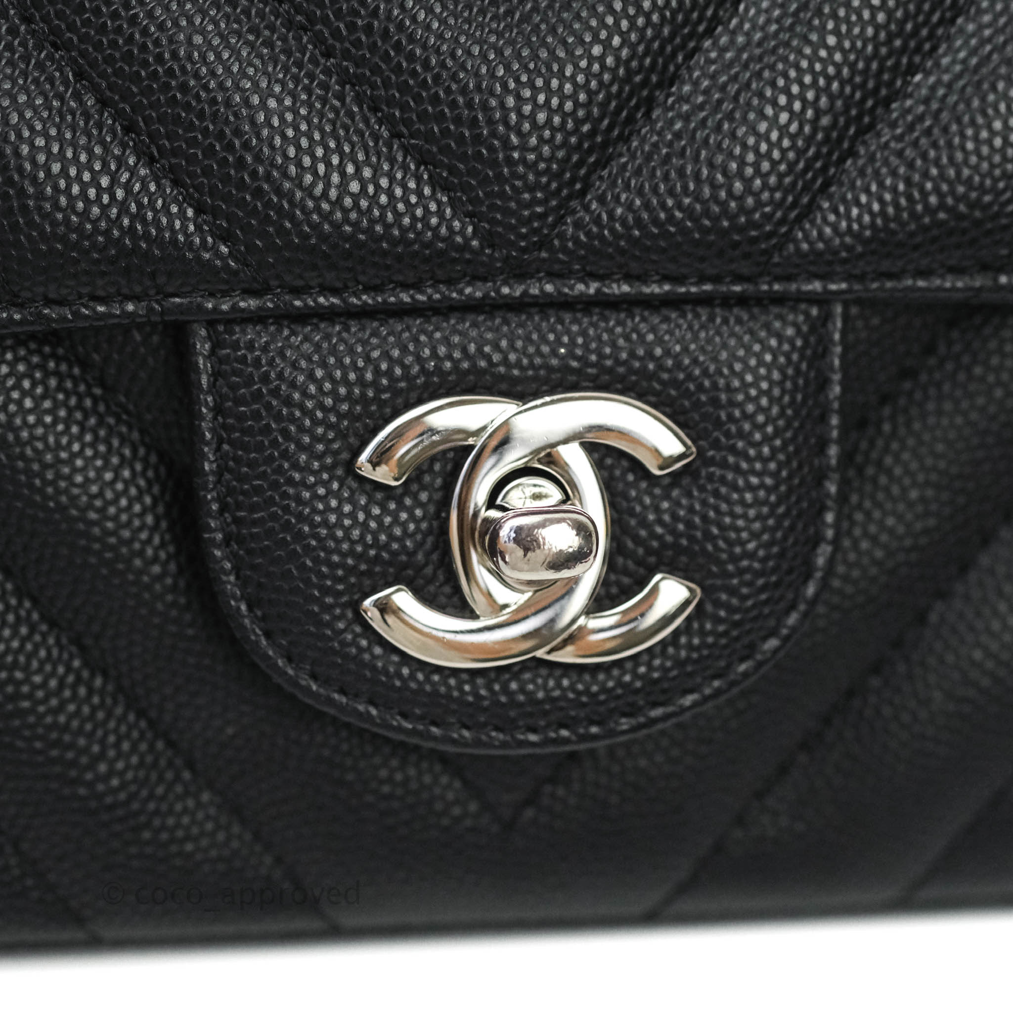 Chanel Mini Rectangular Chevron Caviar Black Silver Hardware – Coco  Approved Studio