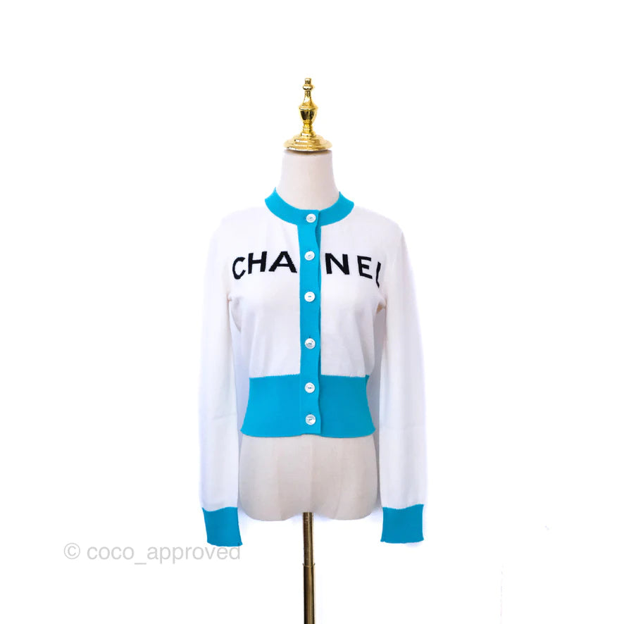 Chanel CHA-NEL Two-tone Cashmere Cardigan Runway 2019SS Size 34