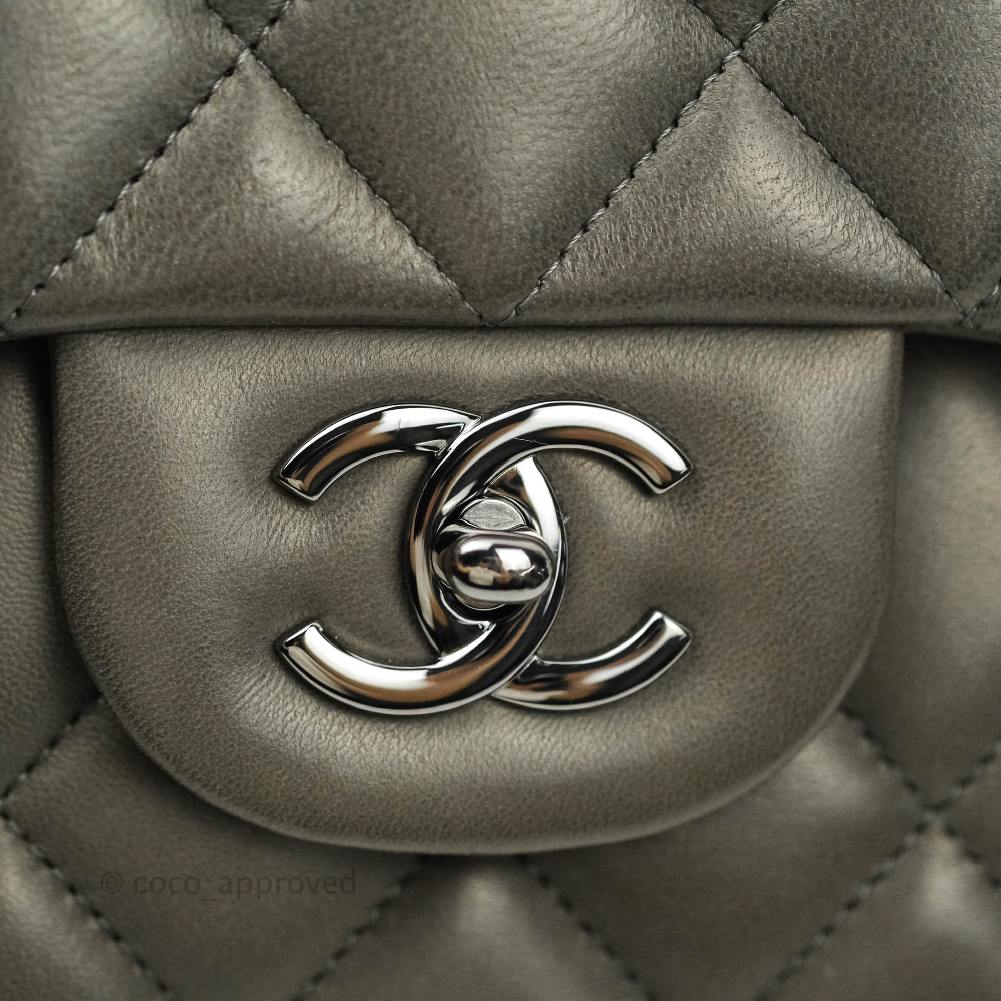 Chanel Quilted Lambskin Medium Double Flap Metallic with Gunmetal