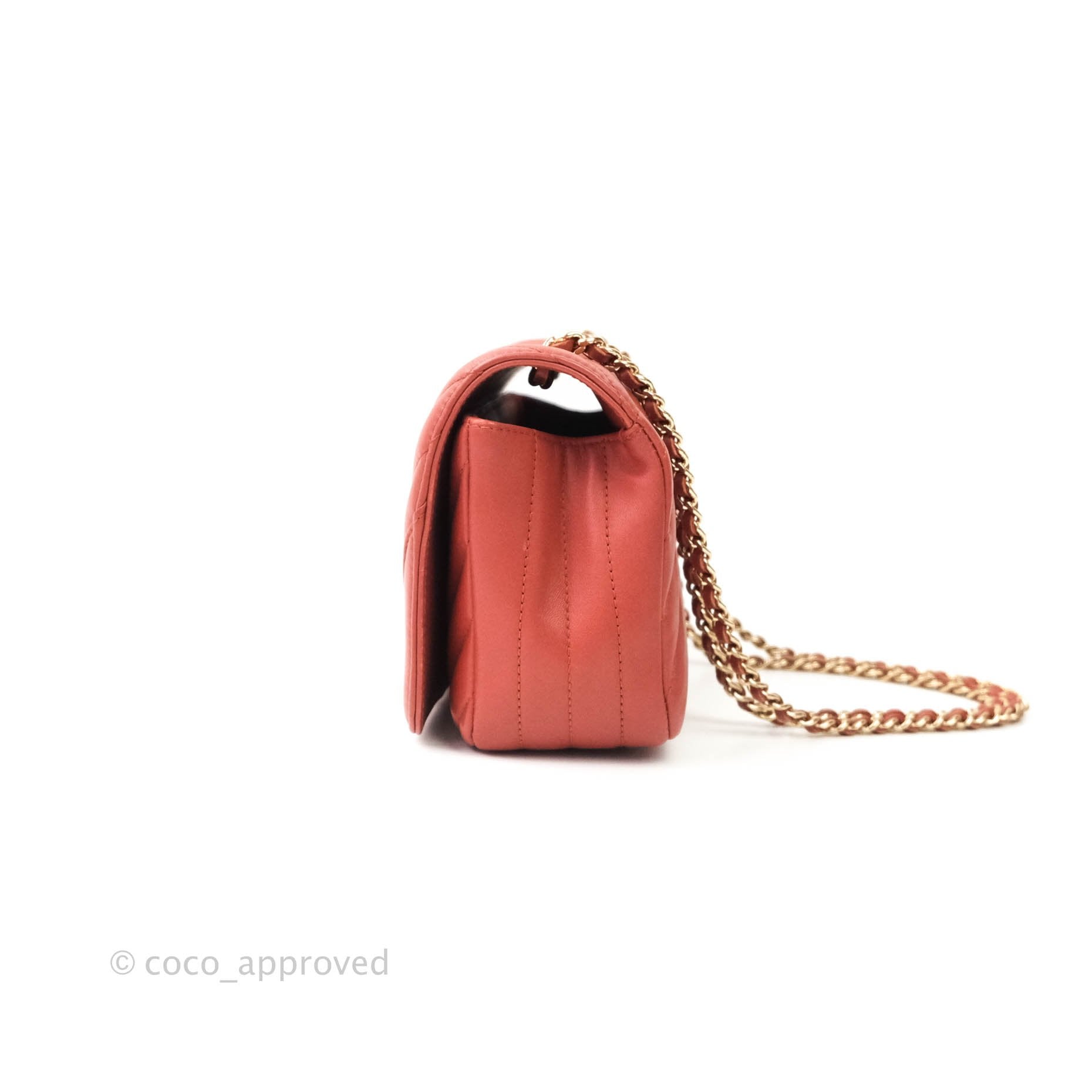 Chanel Small Statement Chevron Flap Bag Red Lambskin Gold Hardware – Coco  Approved Studio